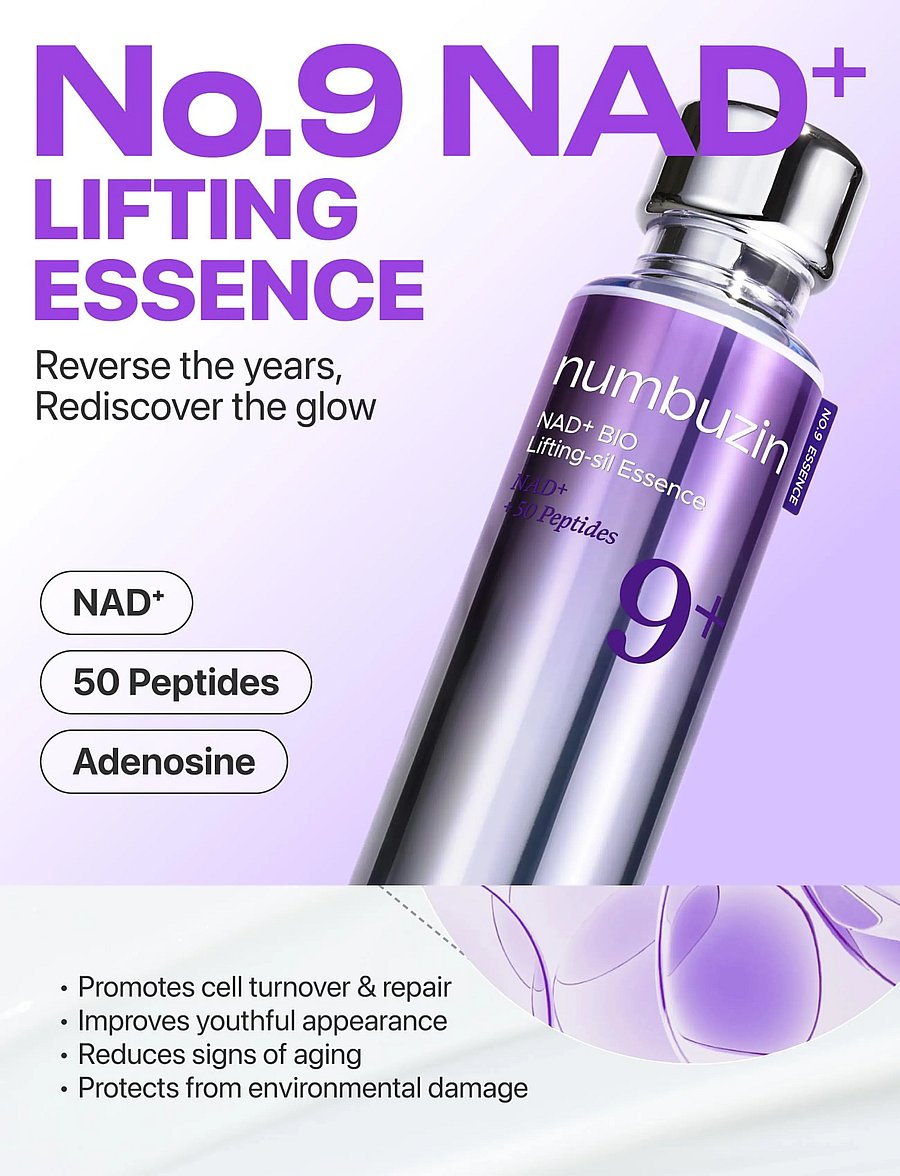 Numbuzin - No.9 NAD Bio Lifting-sil Essence - natcremer - clear - 2