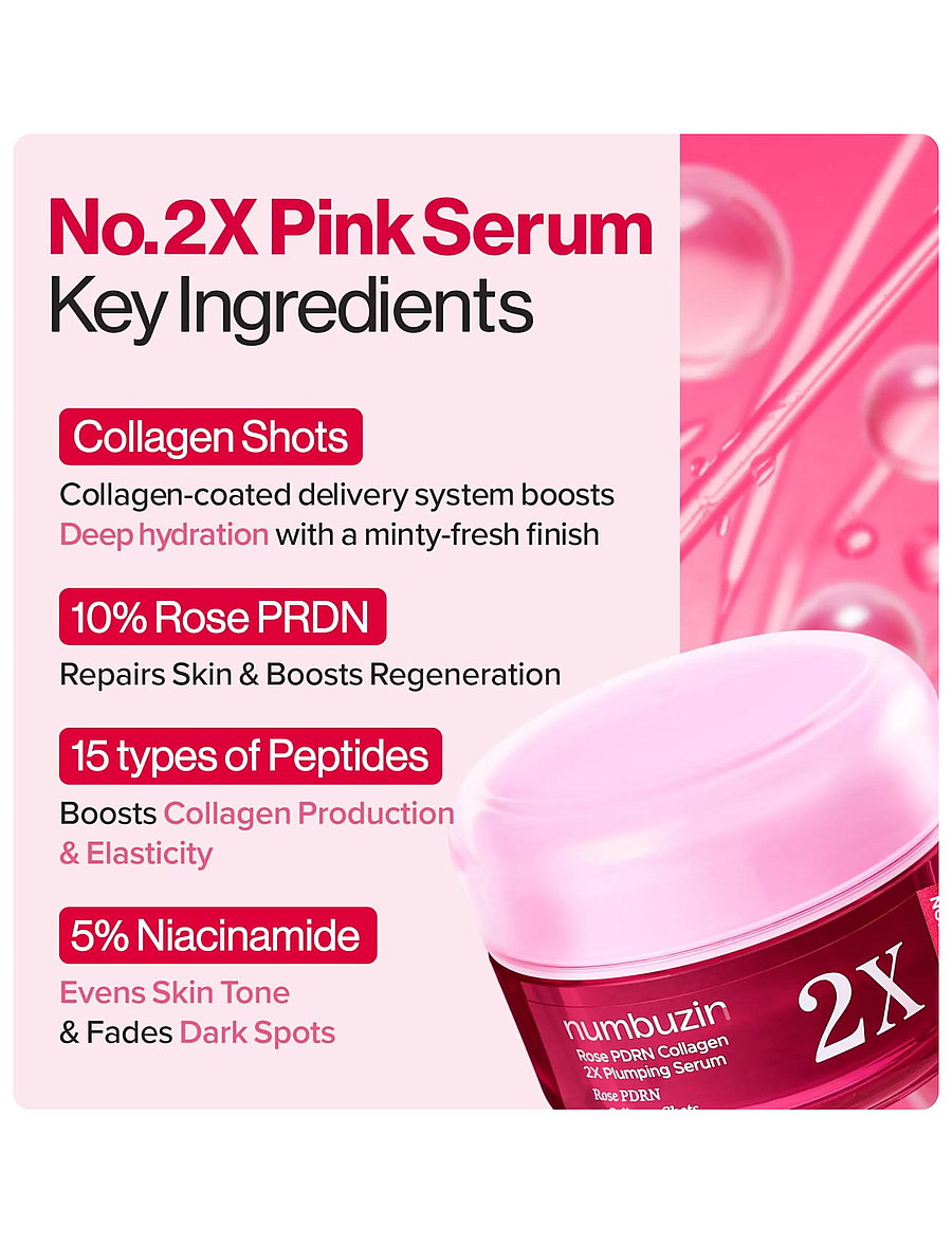 Numbuzin - No.2 Rose PDRN Collagen 2X Plumping Serum - serum - clear - 5