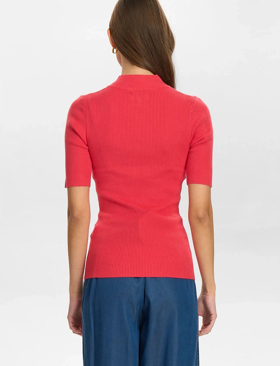 Nümph - NUBIA SS PULLOVER - NOOS - striktrøjer - geranium - 3