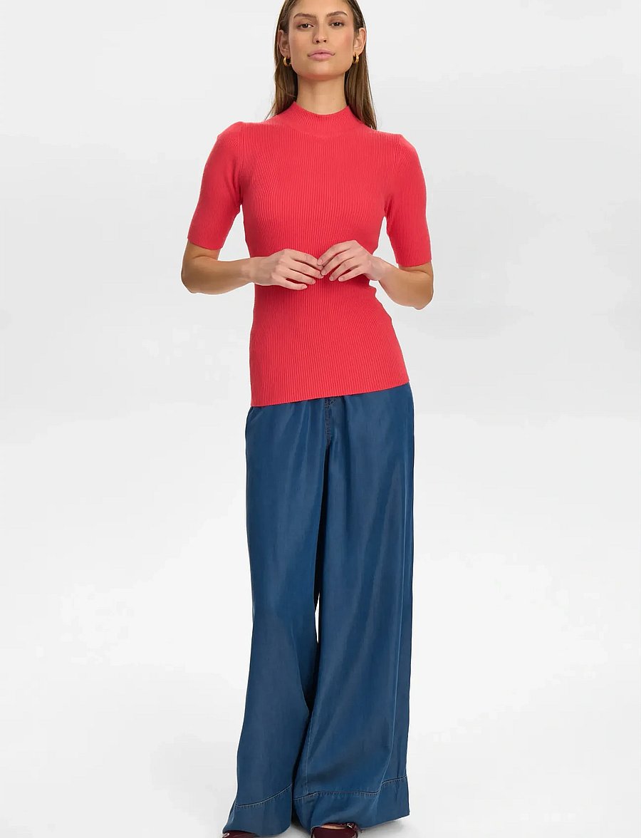 Nümph - NUBIA SS PULLOVER - NOOS - striktrøjer - geranium - 4