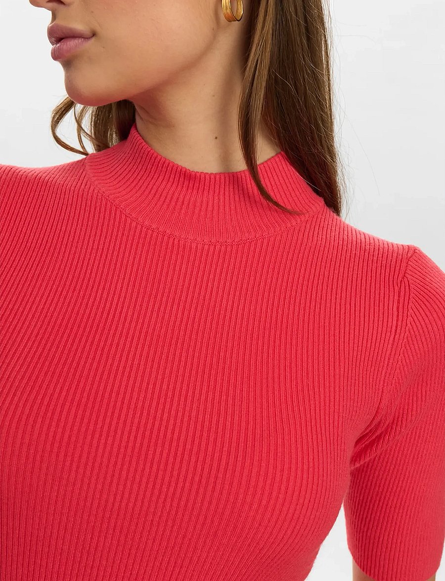 Nümph - NUBIA SS PULLOVER - NOOS - striktrøjer - geranium - 5