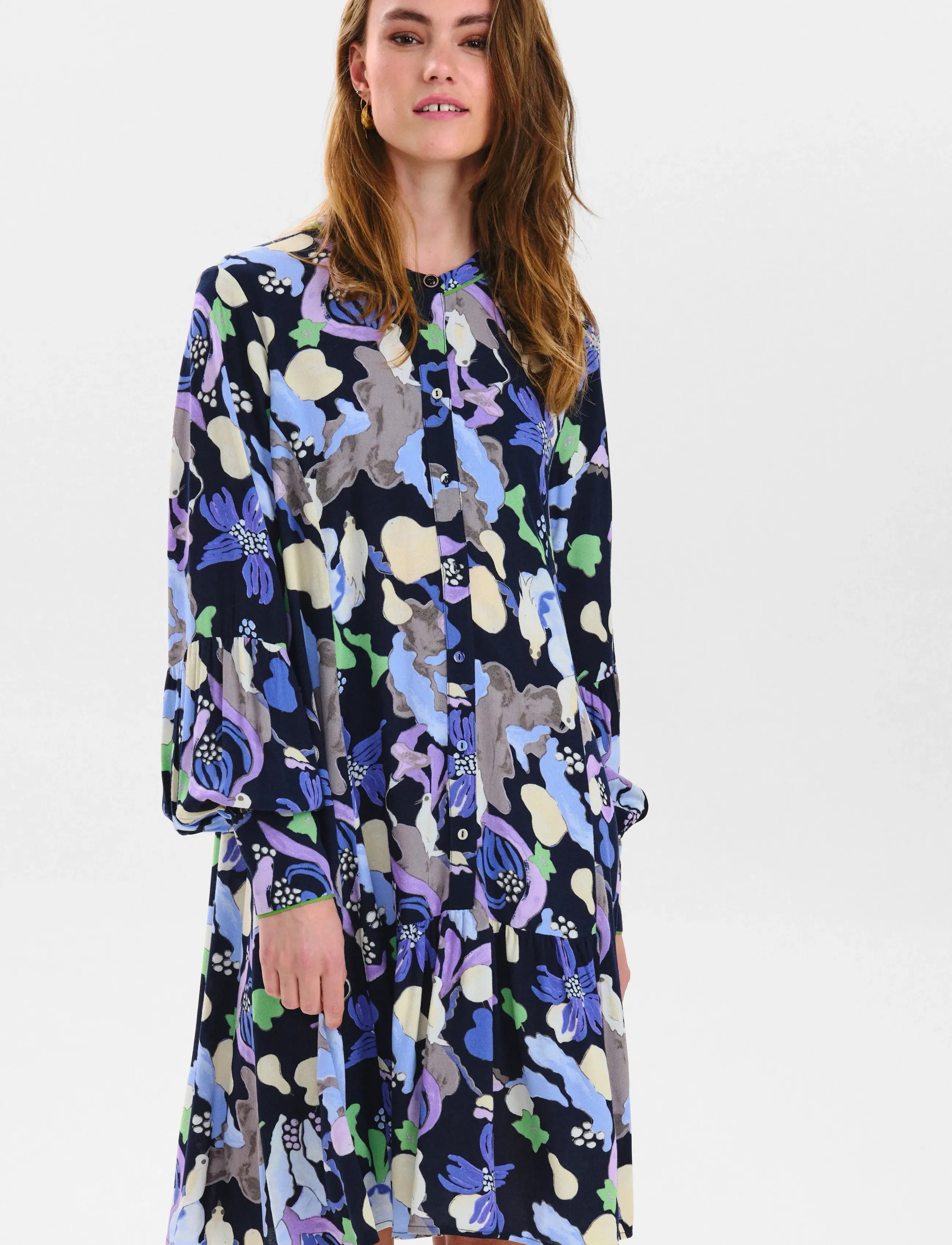Nümph NUEAMAJA SHORT DRESS - Kleidid - DARK SAPPHIRE / multi