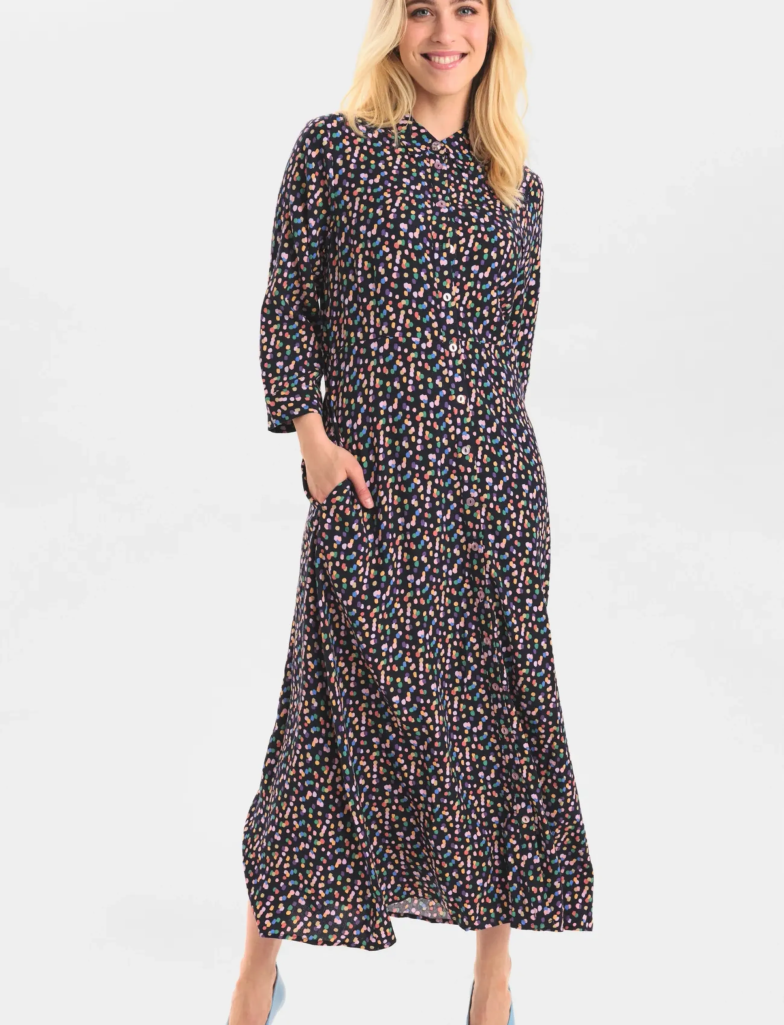 Nümph - NUKIT SARA LONG DRESS - skjortklänningar - dark sapphire - 4
