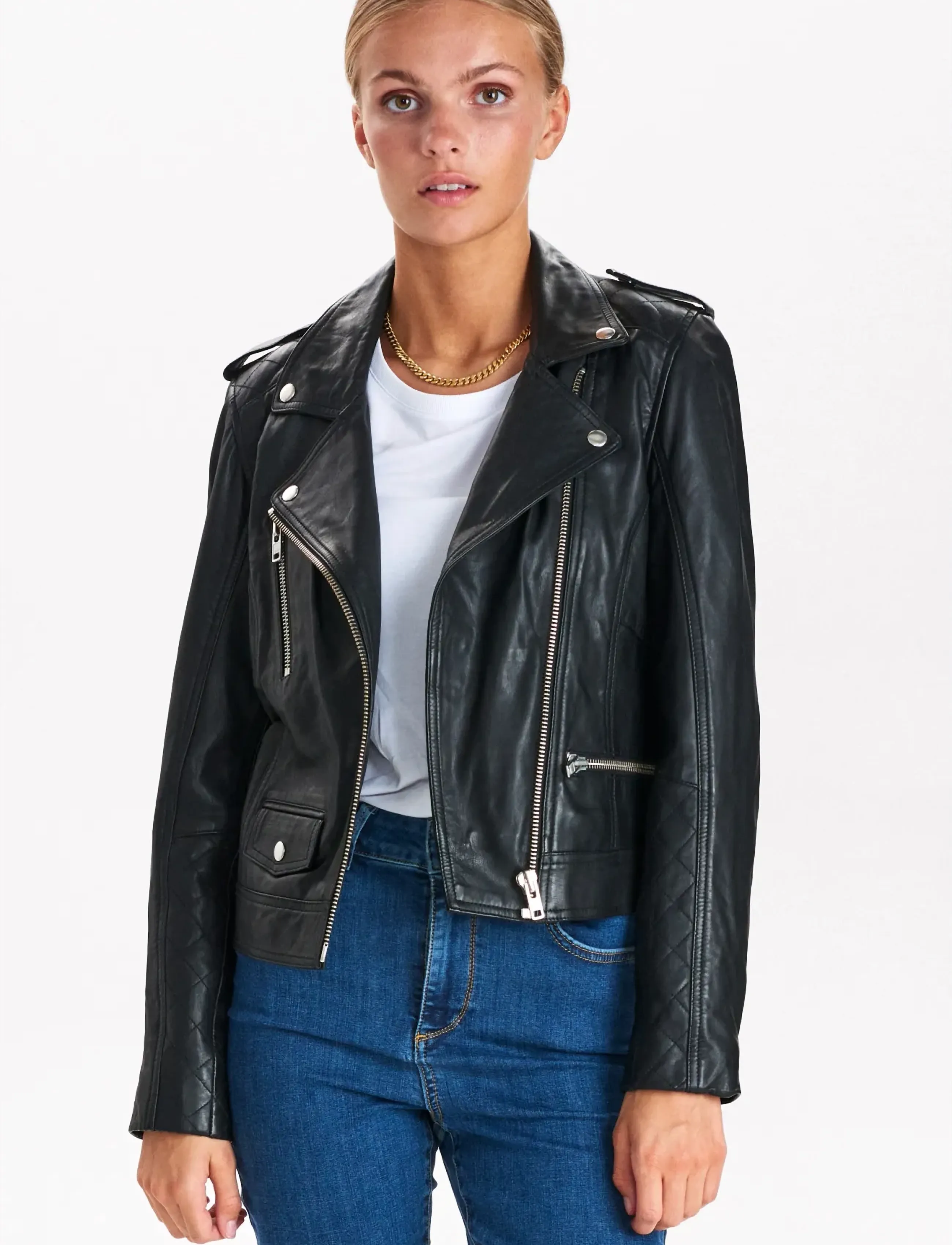Nümph Nuzandras Leather Jacket-Noos, 34, Jackets, Schwarz - Leather, Frauen