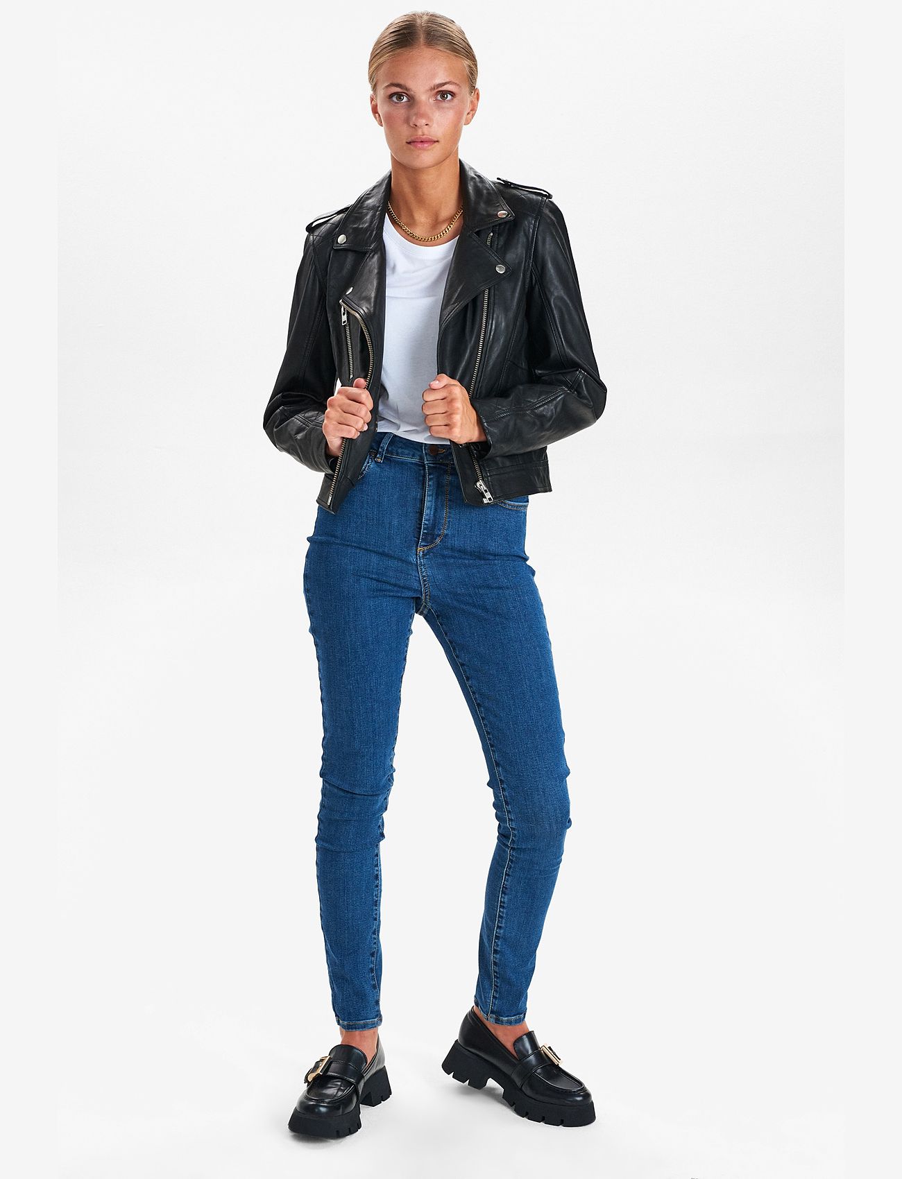 Nümph - NUZANDRAS LEATHER JACKET-NOOS - læderjakker - caviar - 0