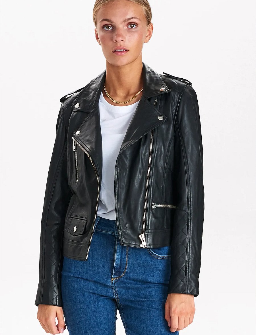Nümph - NUZANDRAS LEATHER JACKET-NOOS - vestes de printemps - caviar - 0