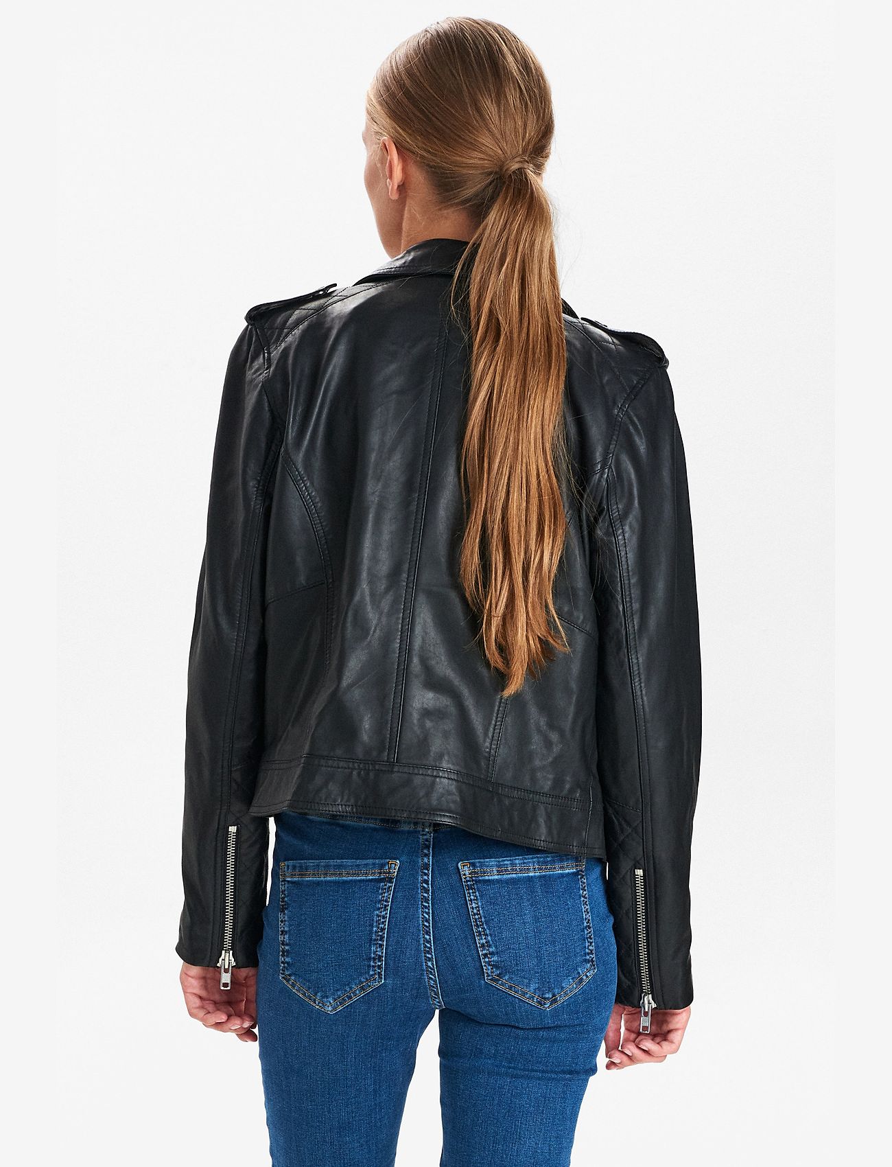 Nümph - NUZANDRAS LEATHER JACKET-NOOS - læderjakker - caviar - 4