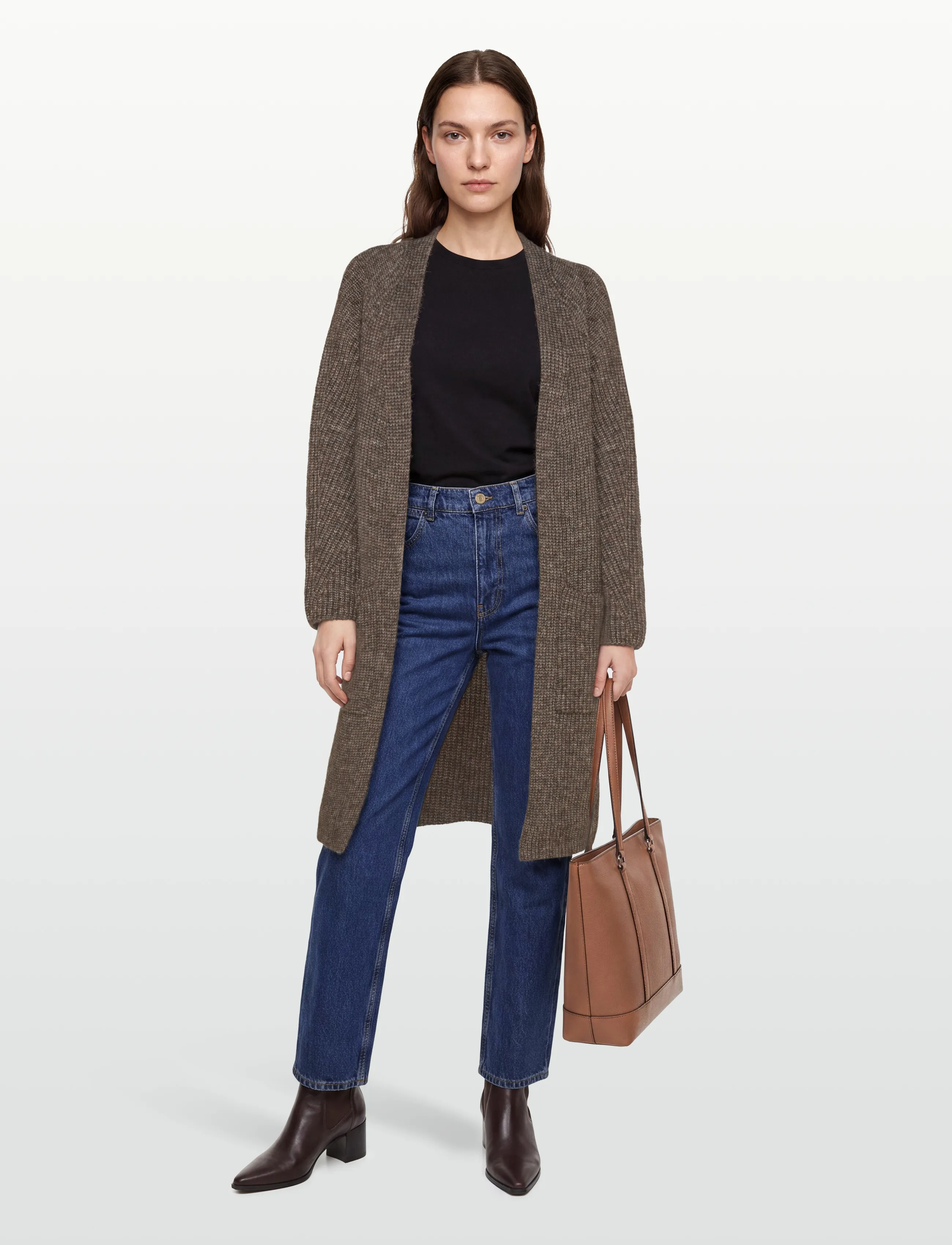 Nümph Nuzindi Long Cardigan, Kvinder, Lang Cardigan, Brun, Str: L
