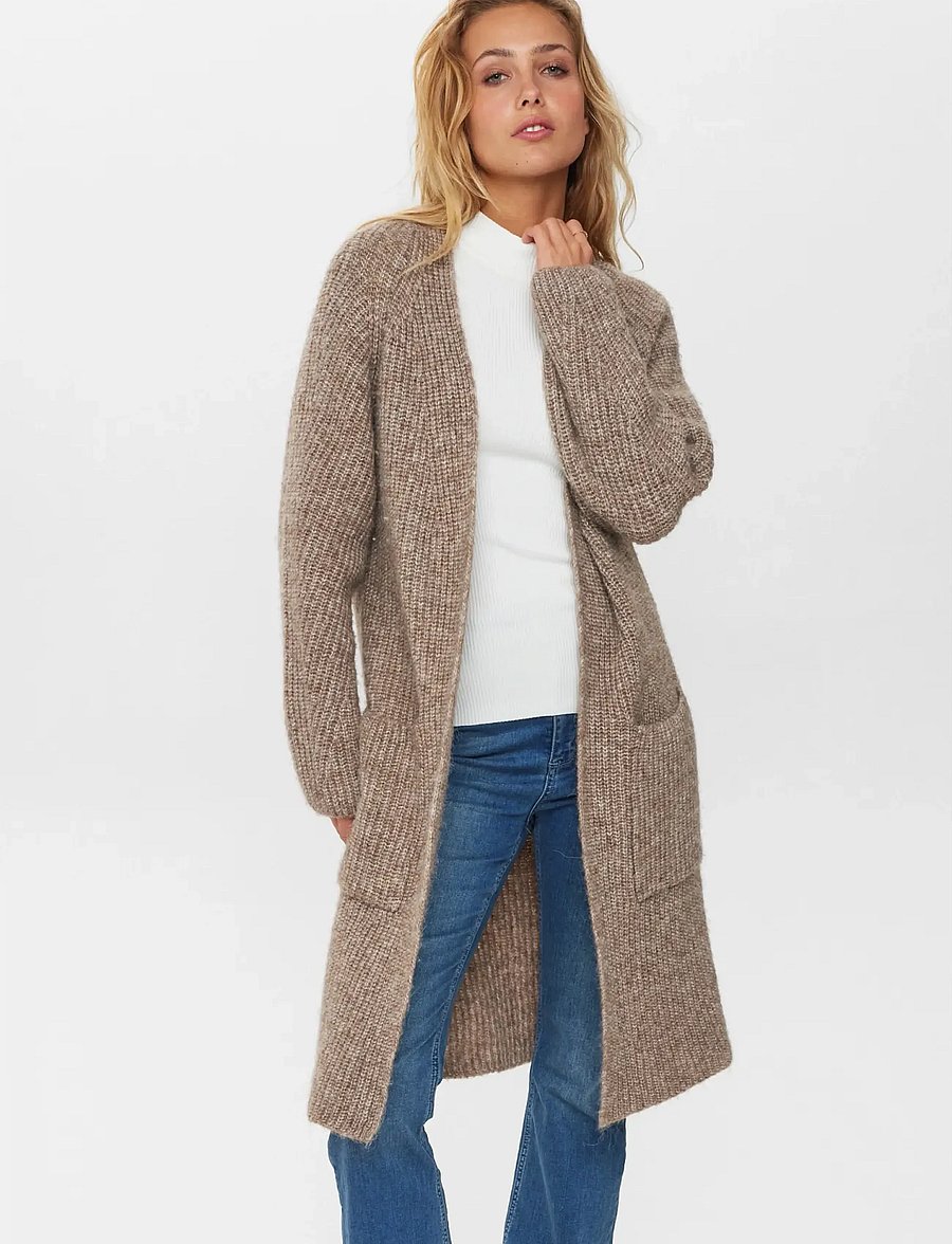 Nümph - NUZINDI LONG CARDIGAN - kardiganai - fossil melange - 2