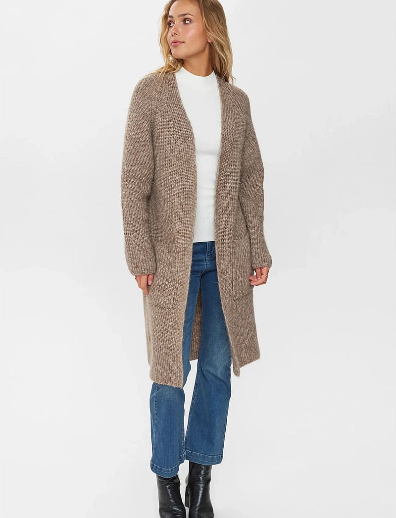 Nümph - NUZINDI LONG CARDIGAN - cardigans - fossil melange - 4