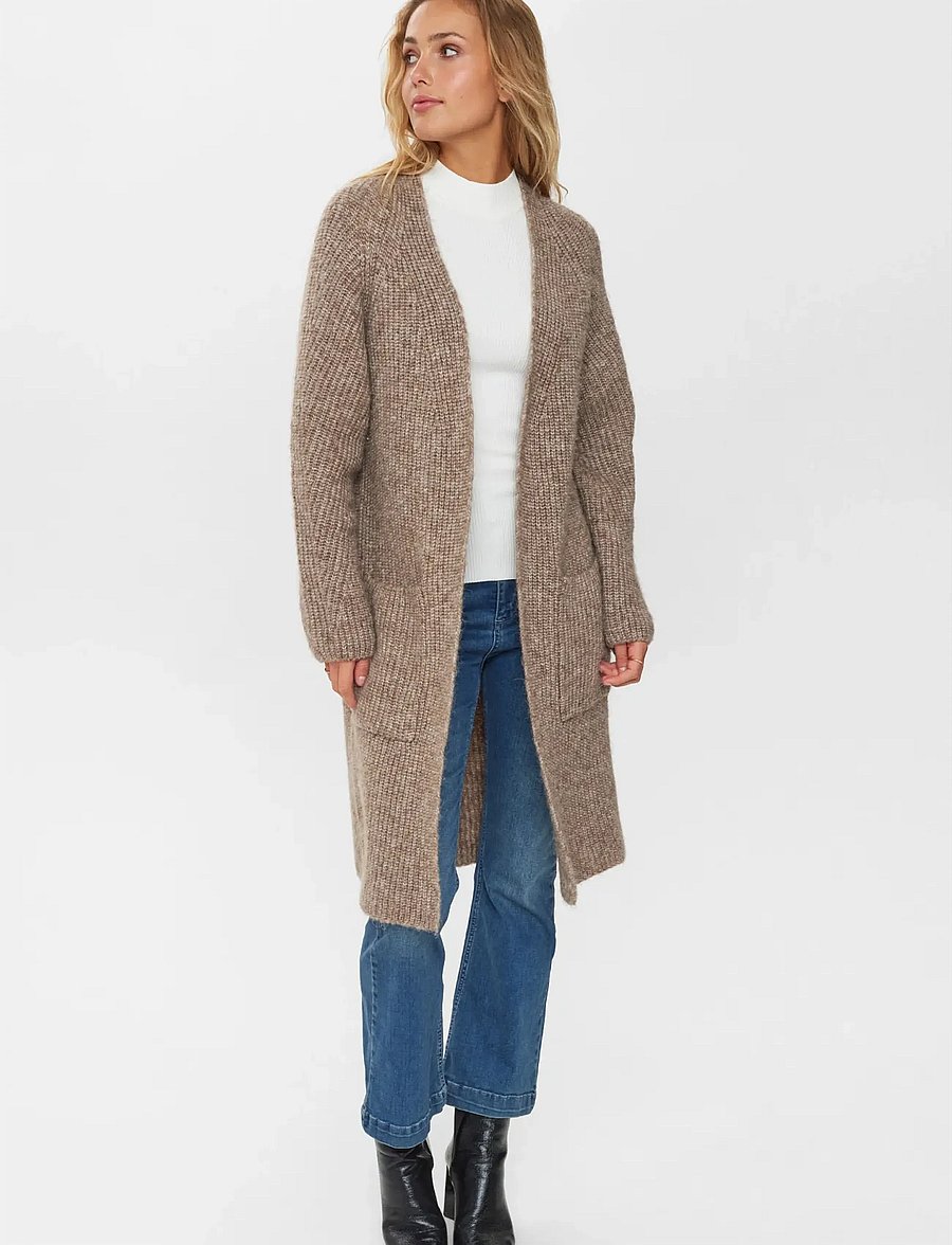 Nümph - NUZINDI LONG CARDIGAN - kardiganai - fossil melange - 4