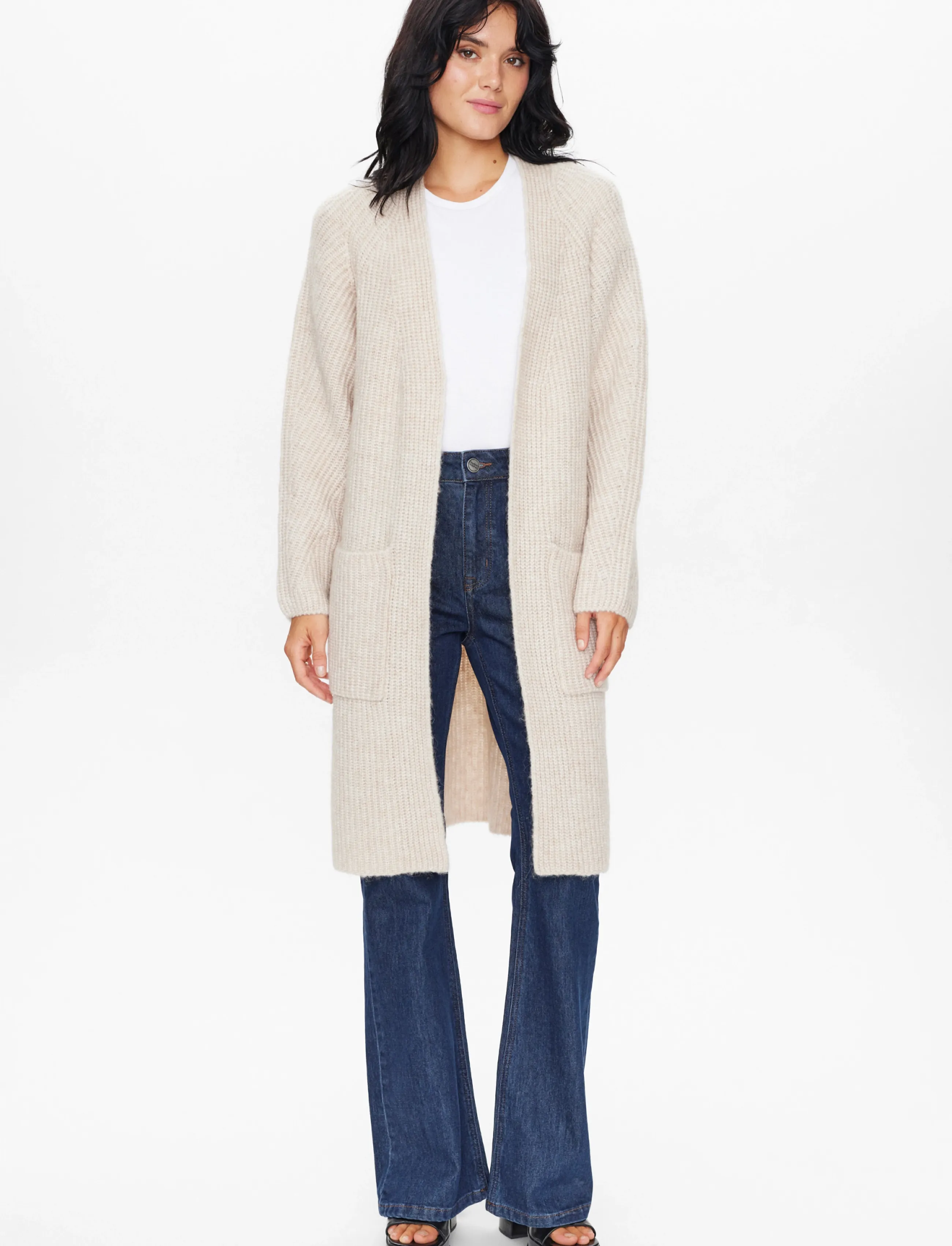 Nümph Nuzindi Long Cardigan, Kvinder, Lang Cardigan, Beige, Str: M