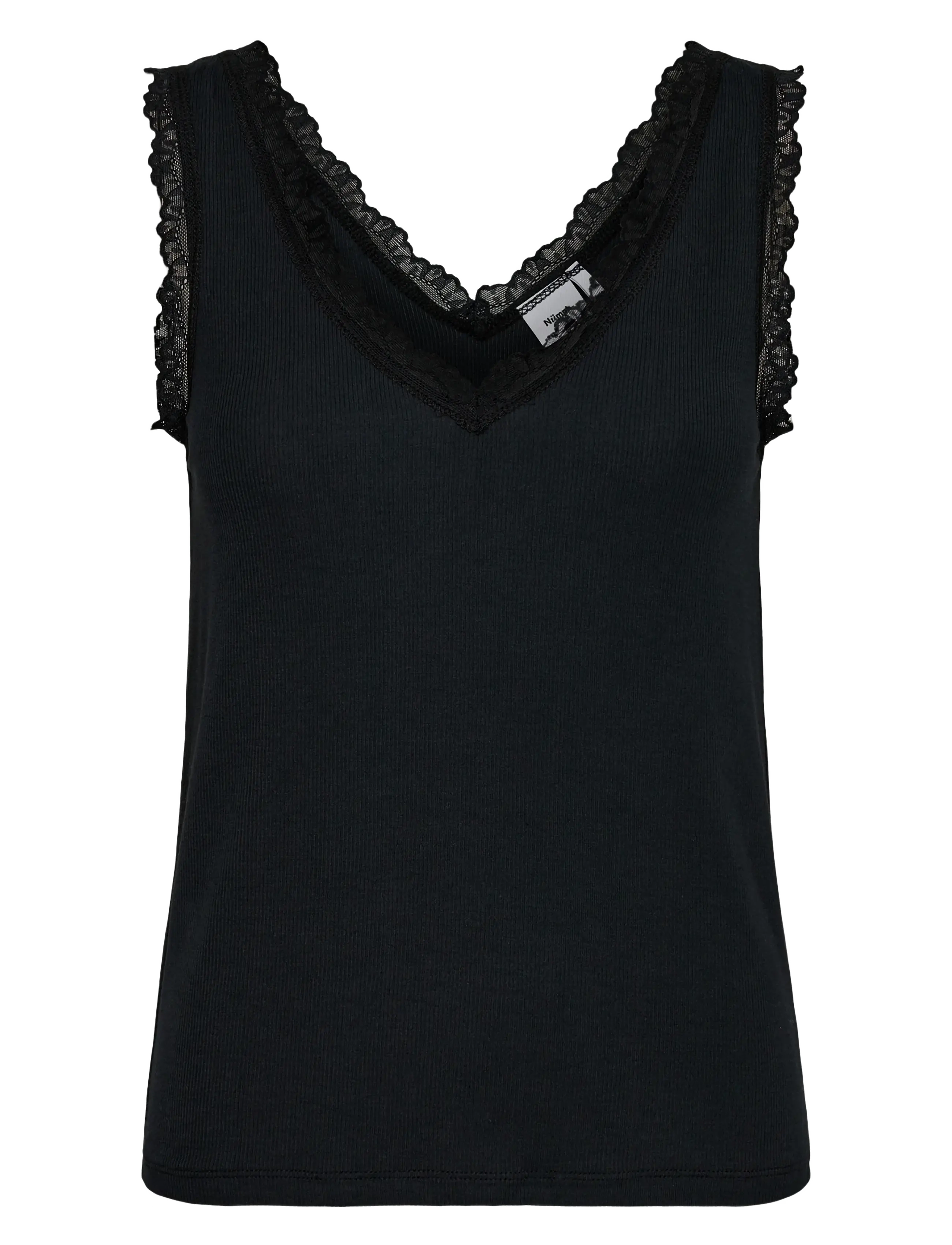 Nümph NUBOWIE LACE TOP - T-shirts & Toppe - CAVIAR / black
