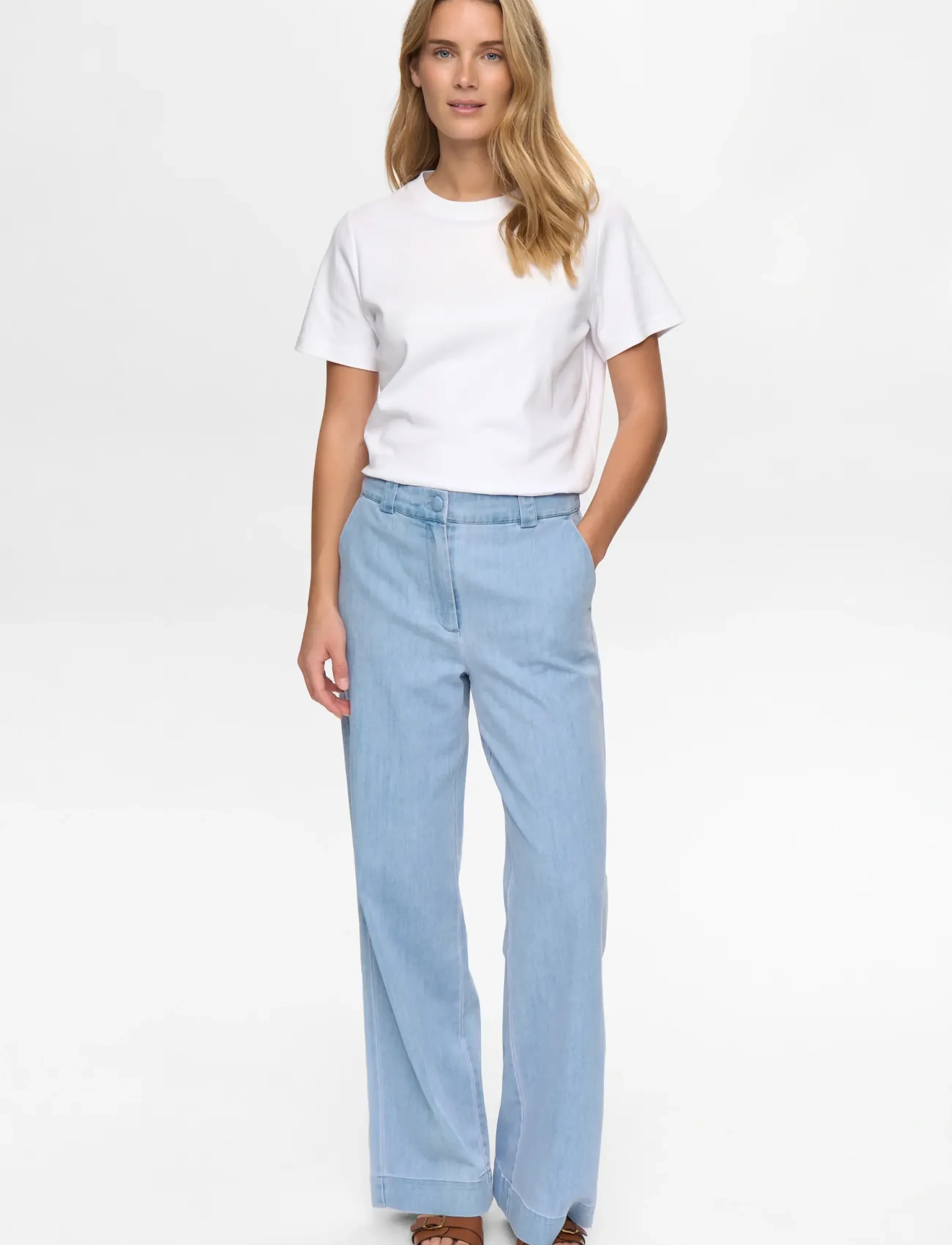 Nümph - NUALETTA - PANTS - sirge säärega püksid - light blue denim - 5