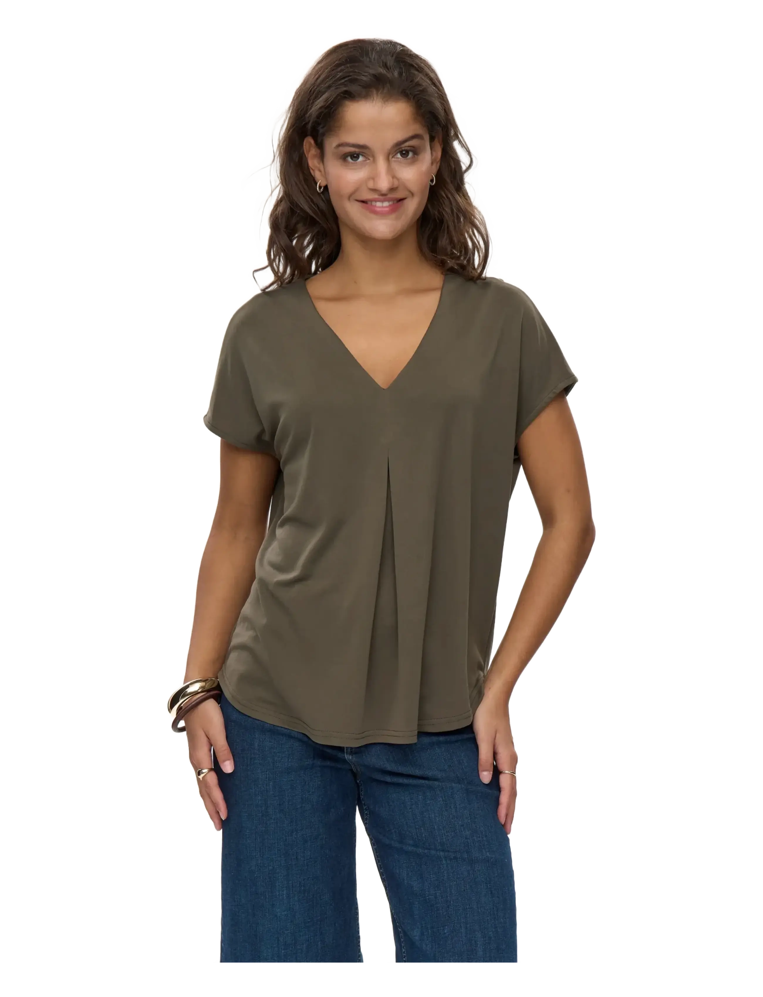 Nümph Nutilia Ss Blouse, XS, Blouses, Khakigrün - Short-sleeved, Frauen