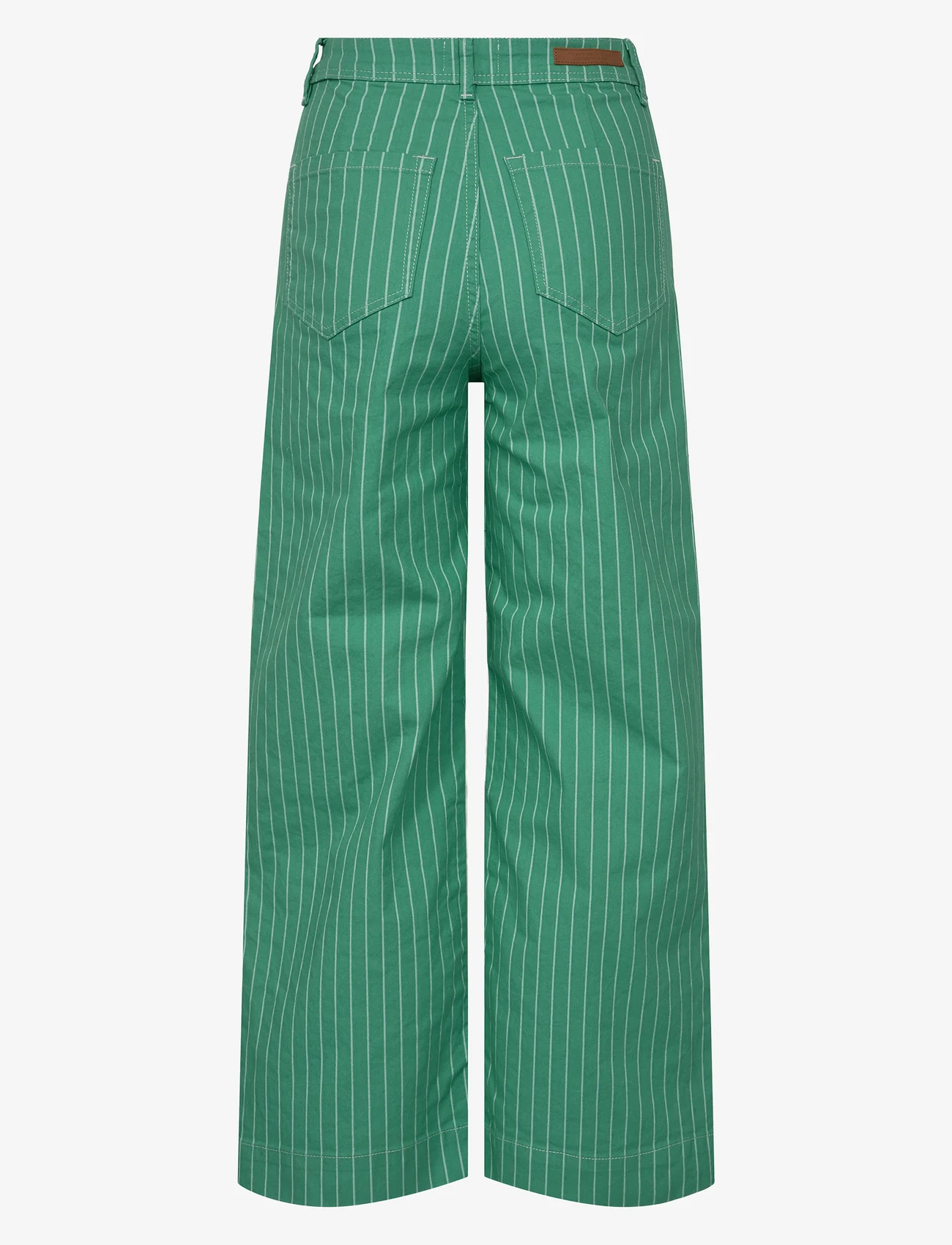 Nümph - NUPARIS CROPPED - GREEN STRIPE - džinsa bikses ar platām starām - green spruce - 1