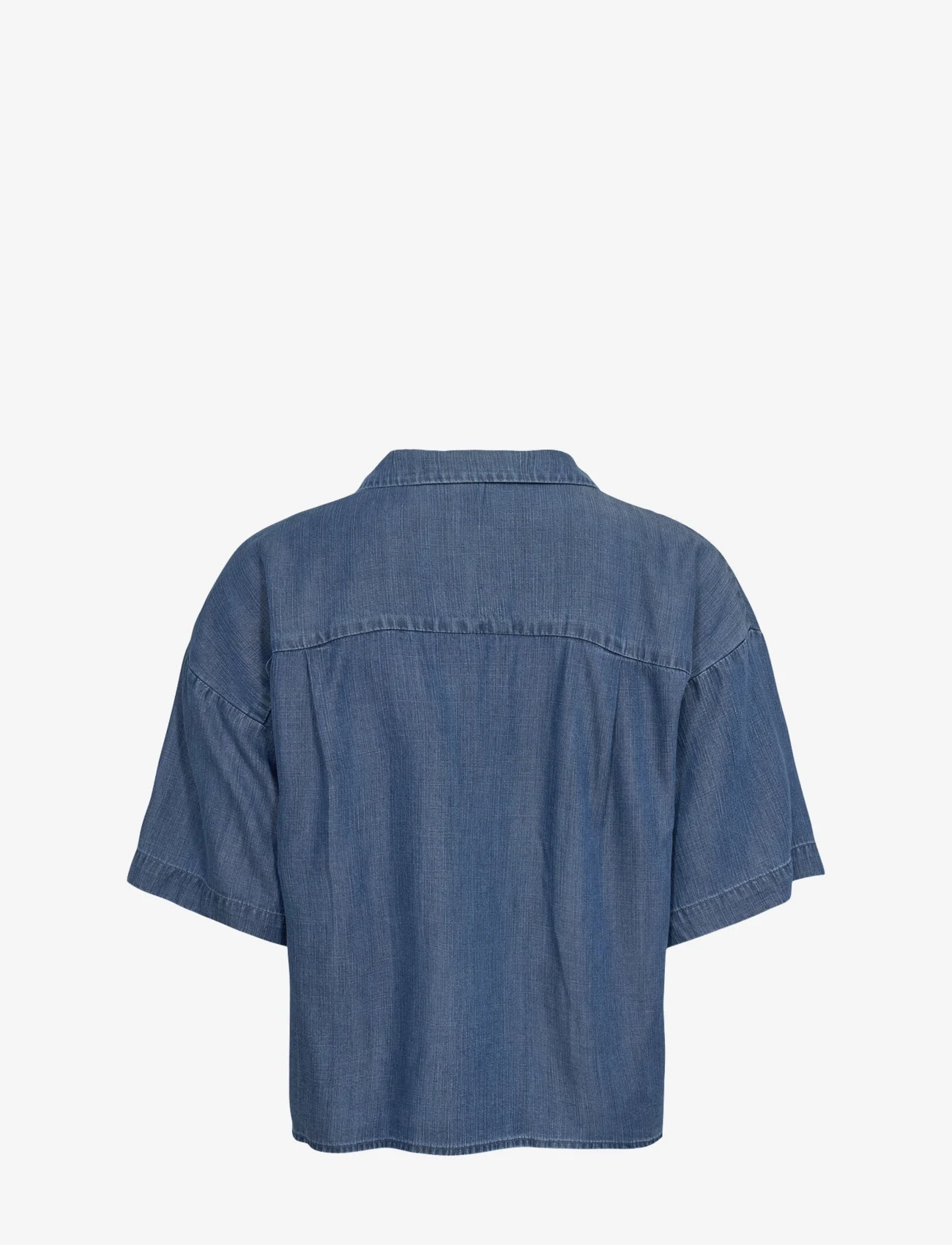 Nümph - NUANDREA SHIRT - short-sleeved blouses - medium blue denim - 1