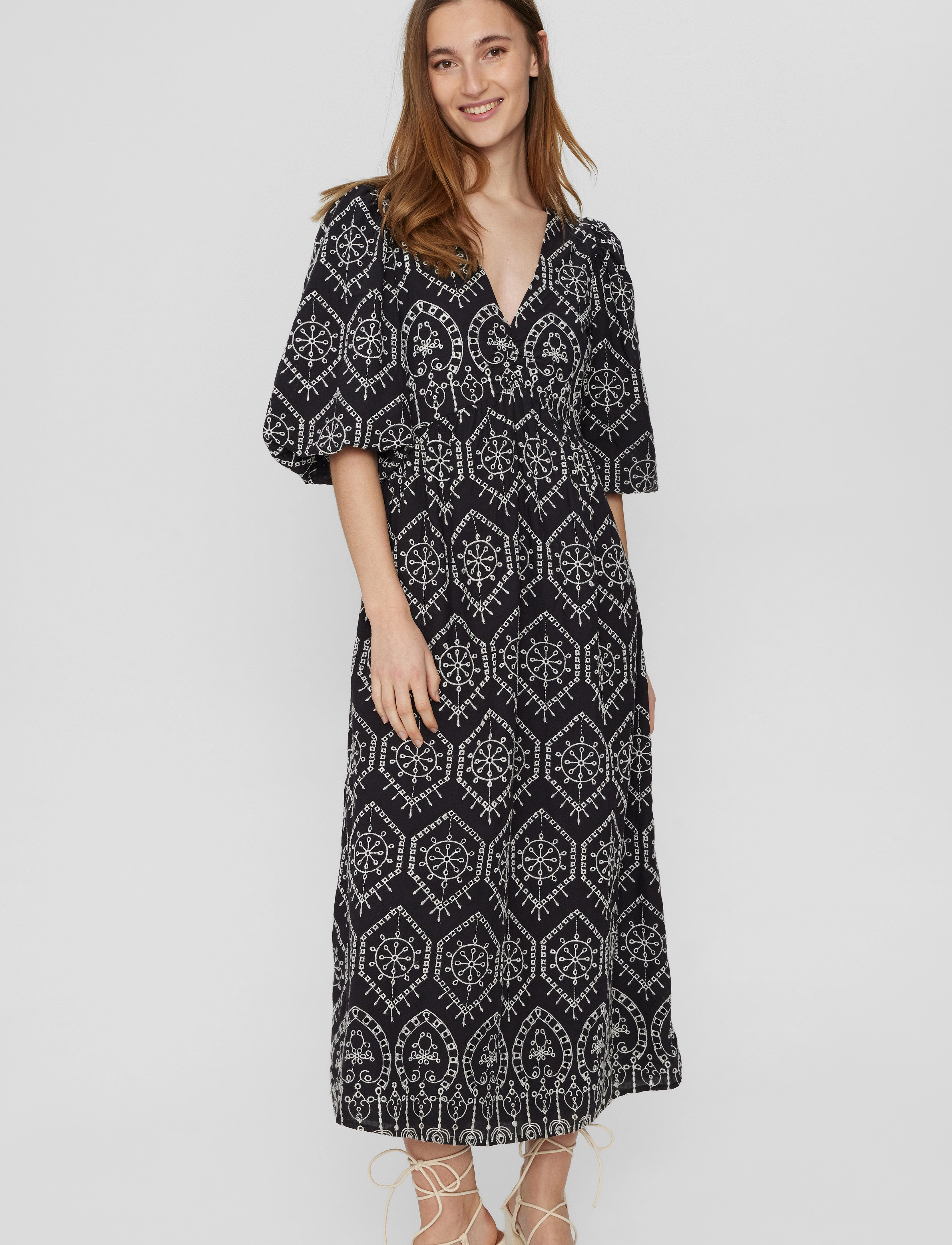 Nümph - NUEVELYN CONTRAST  DRESS - sommerkjoler - caviar - 3