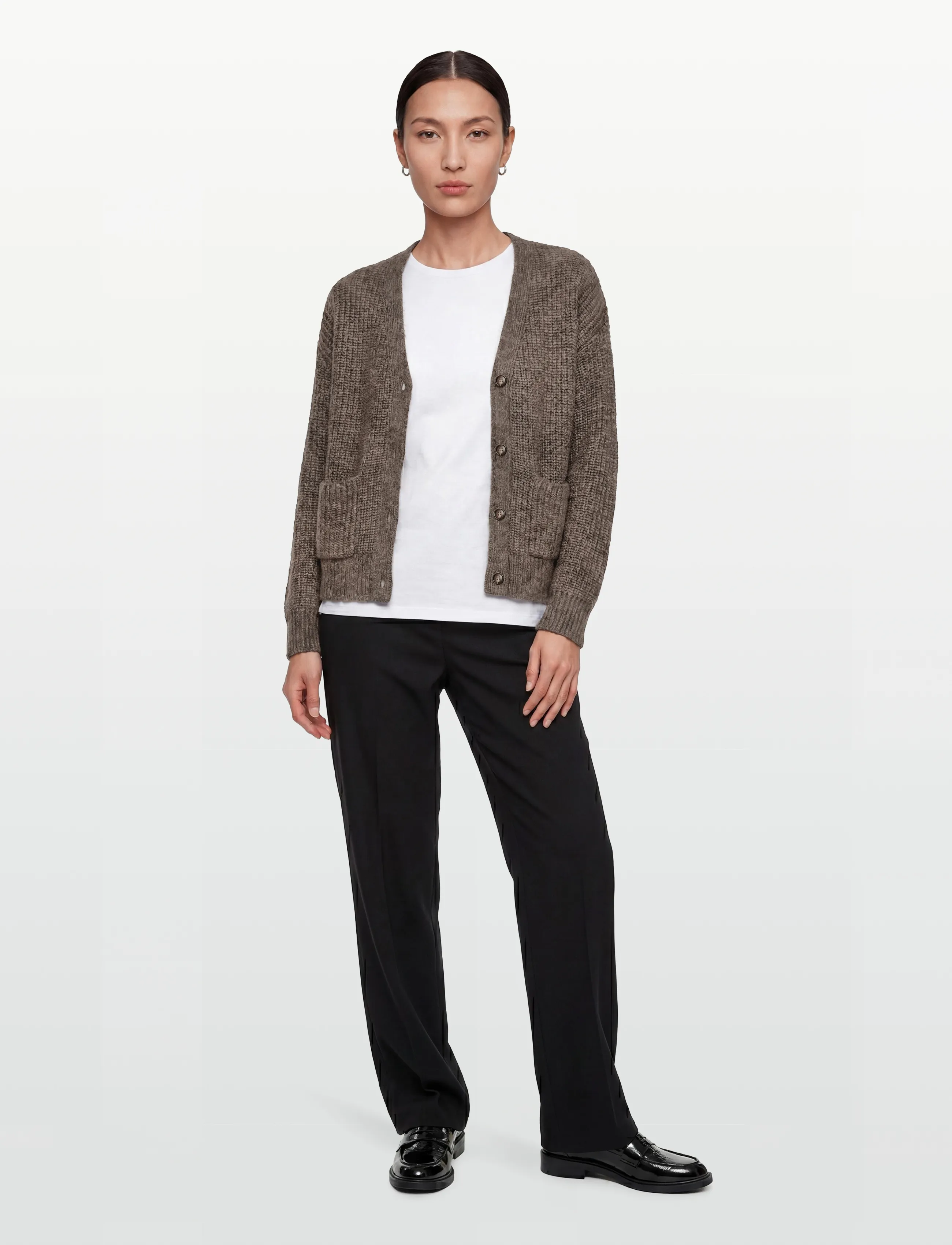 Nümph Nuzindi Short Cardigan, Kvinder, Ribstrikket Cardigan, Brun, Str: S