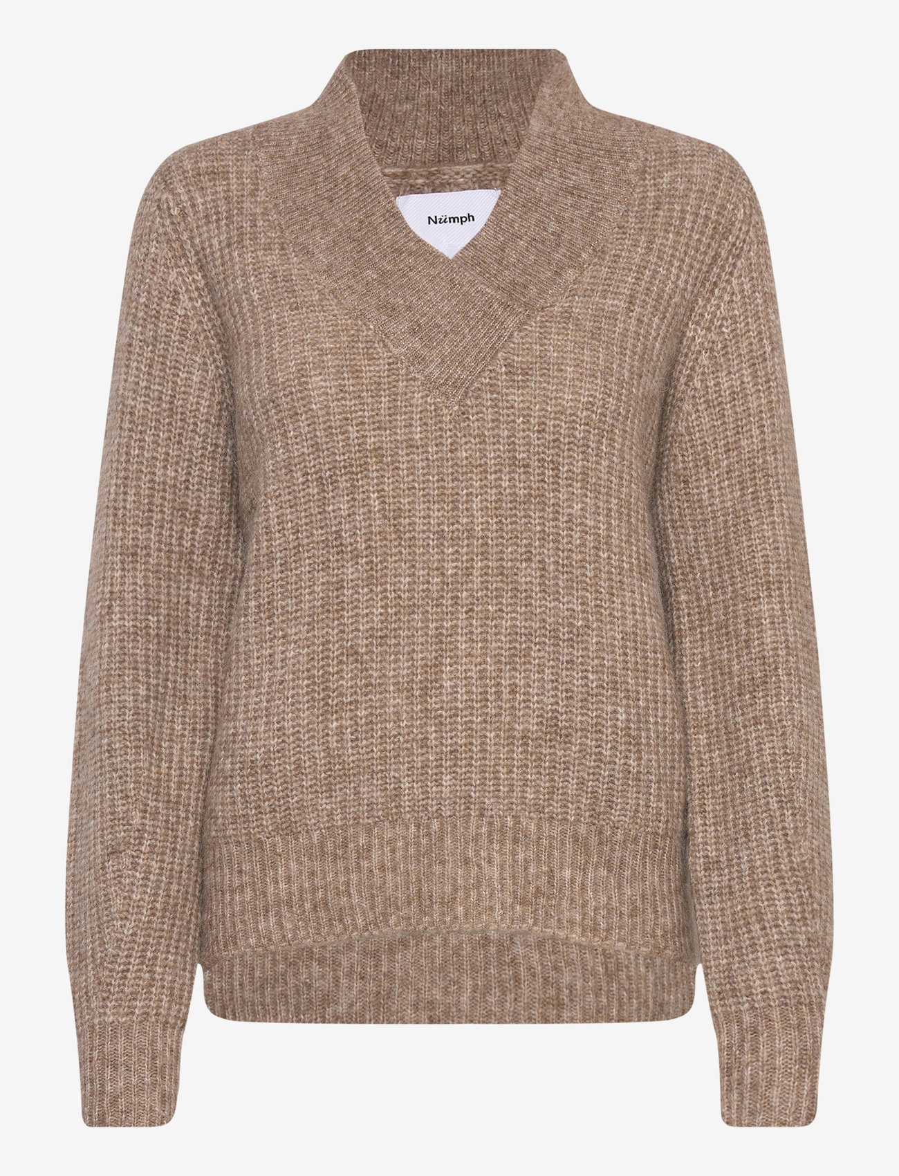 Nümph - NUZINDI V-NECK PULLOVER - fossil melange - 0