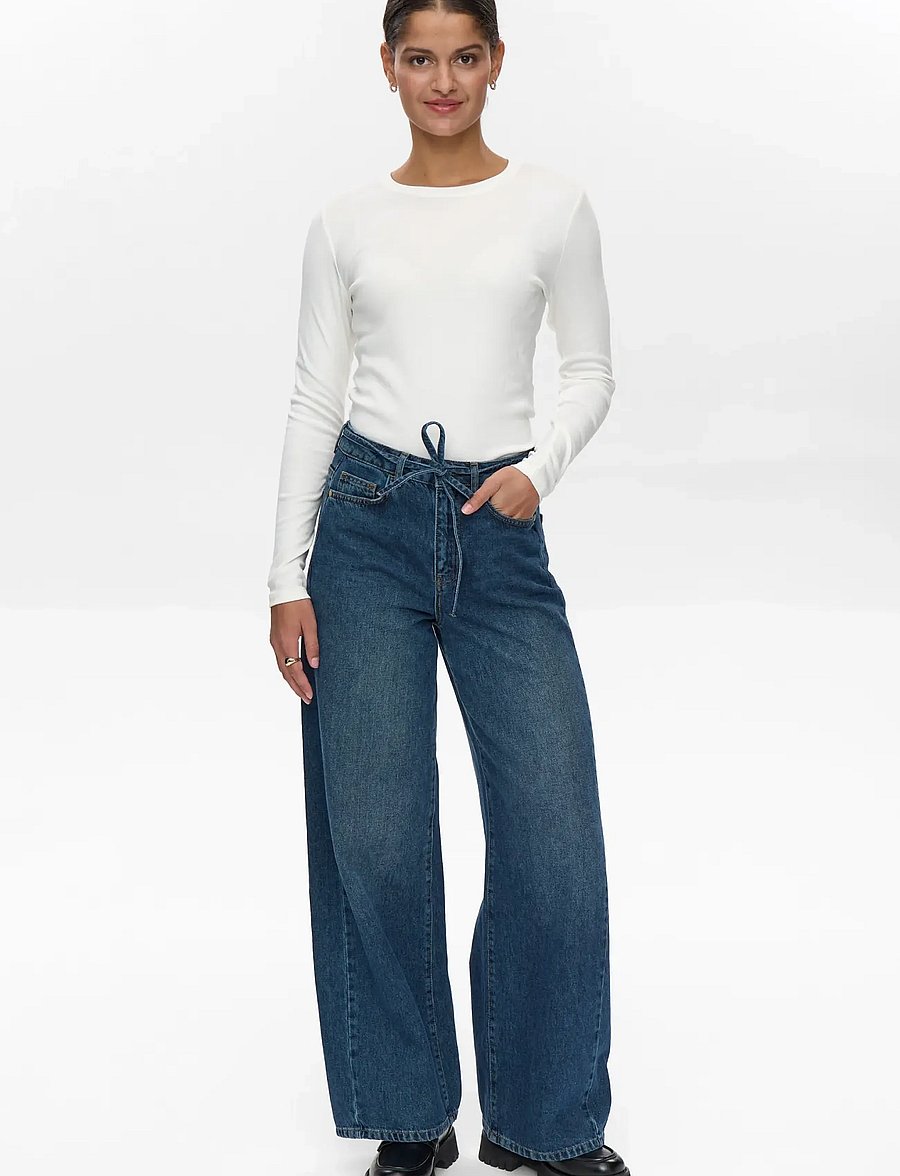 Nümph - NUBROOKLYN JEANS - DARK BLUE - leveälahkeiset farkut - dark blue denim - 4