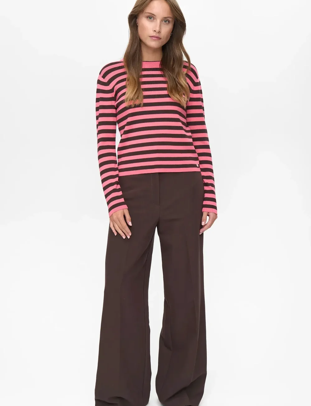 Nümph - NUSTRIPY PULLOVER - stickade tröjor - pink lemonade - 4