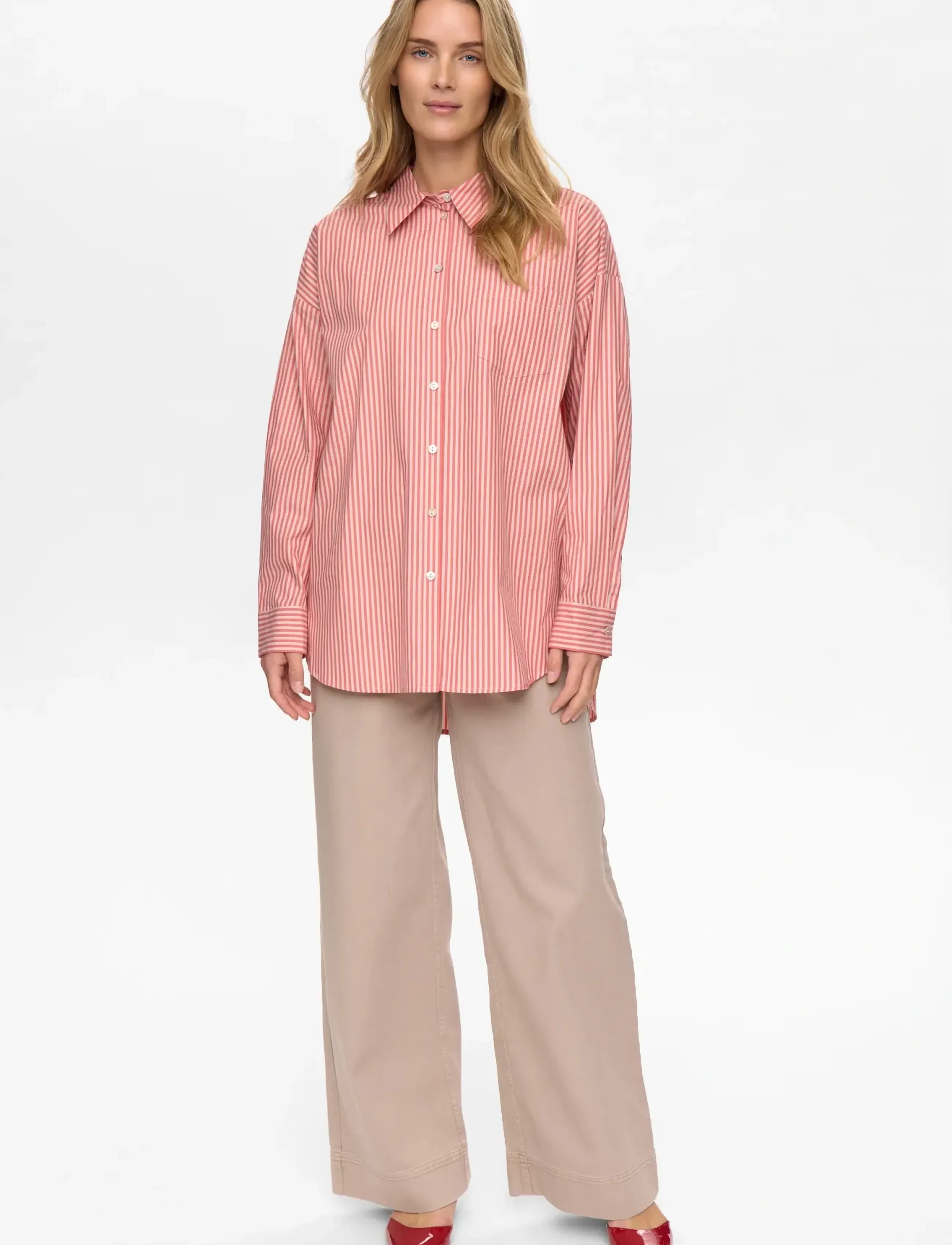 Nümph Nuhailey Shirt W/O Stones, XS/S, Shirts, Rot - Long-sleeved, Frauen