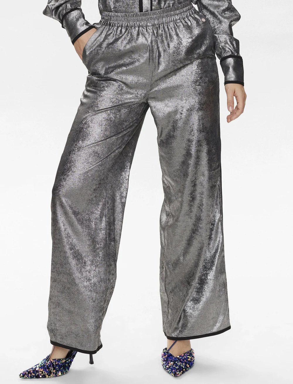 Nümph - NUHILARY PANTS - vida byxor - silver - 0