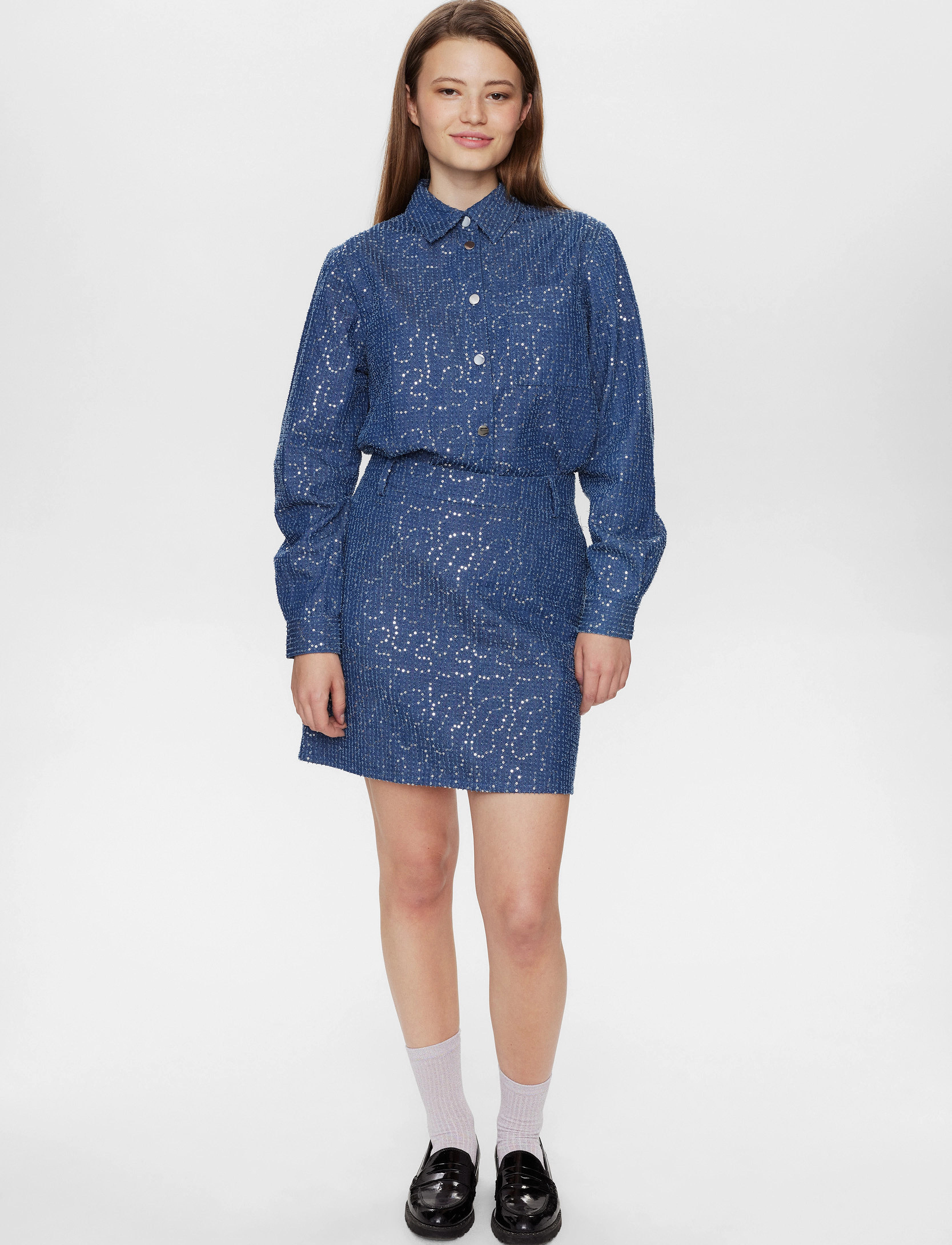 Nümph - NUJOURNEY SKIRT - kurze röcke - medium blue denim - 4