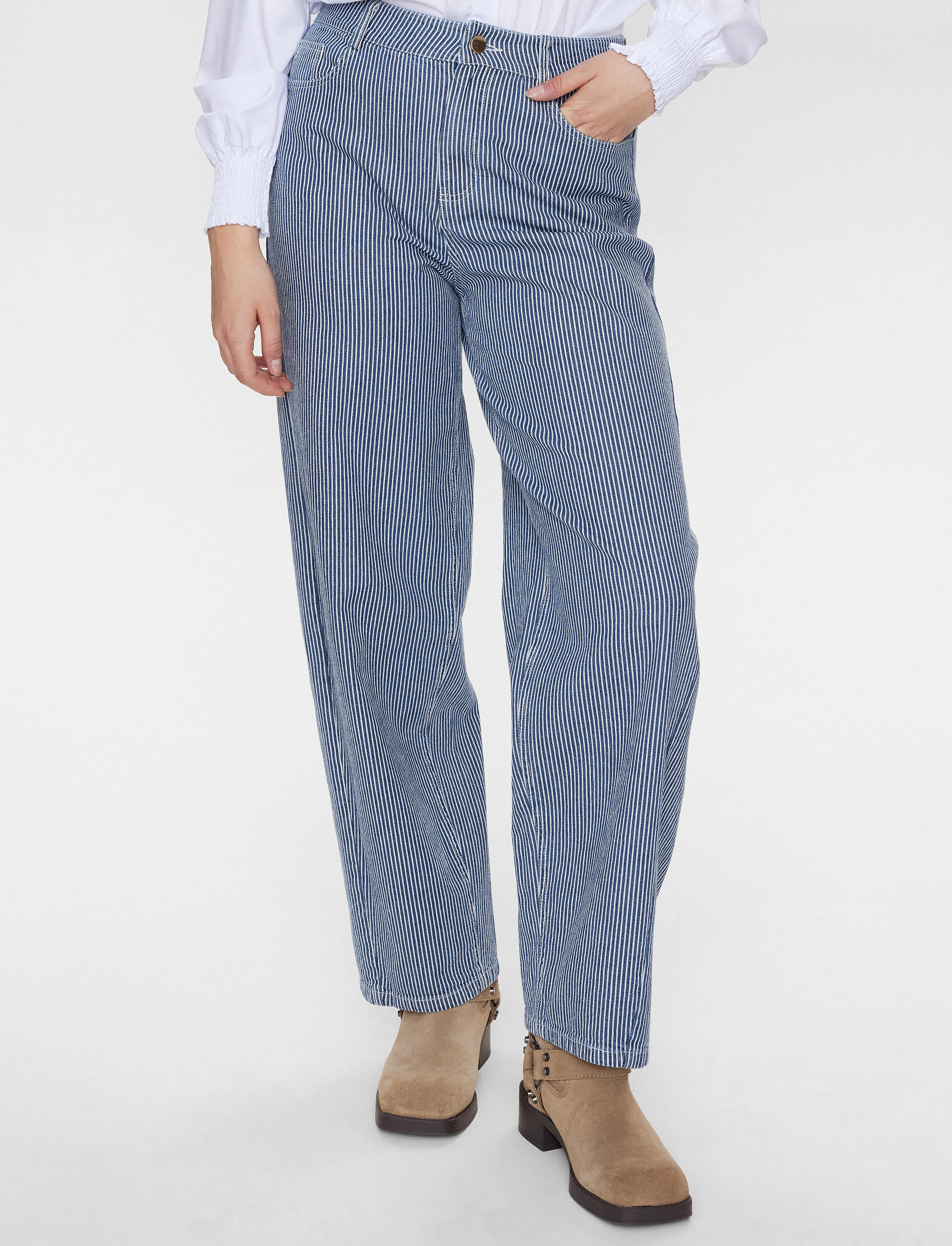 Nümph NUERINA PANTS - Wide leg jeans - DARK SAPPHIRE / blue