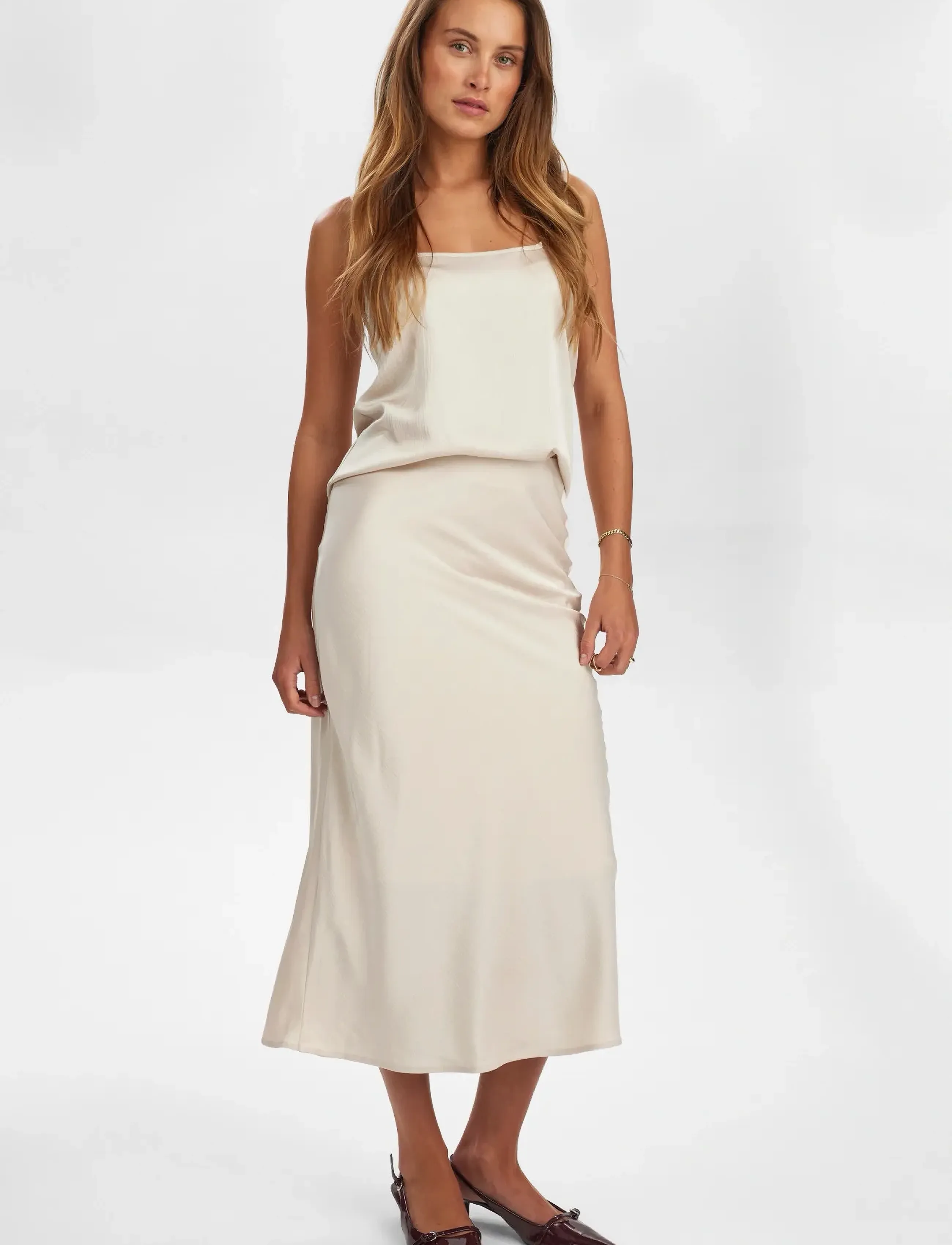 Nümph NUIVORY SKIRT - Satiinist seelikud - GRAY MORN / cream