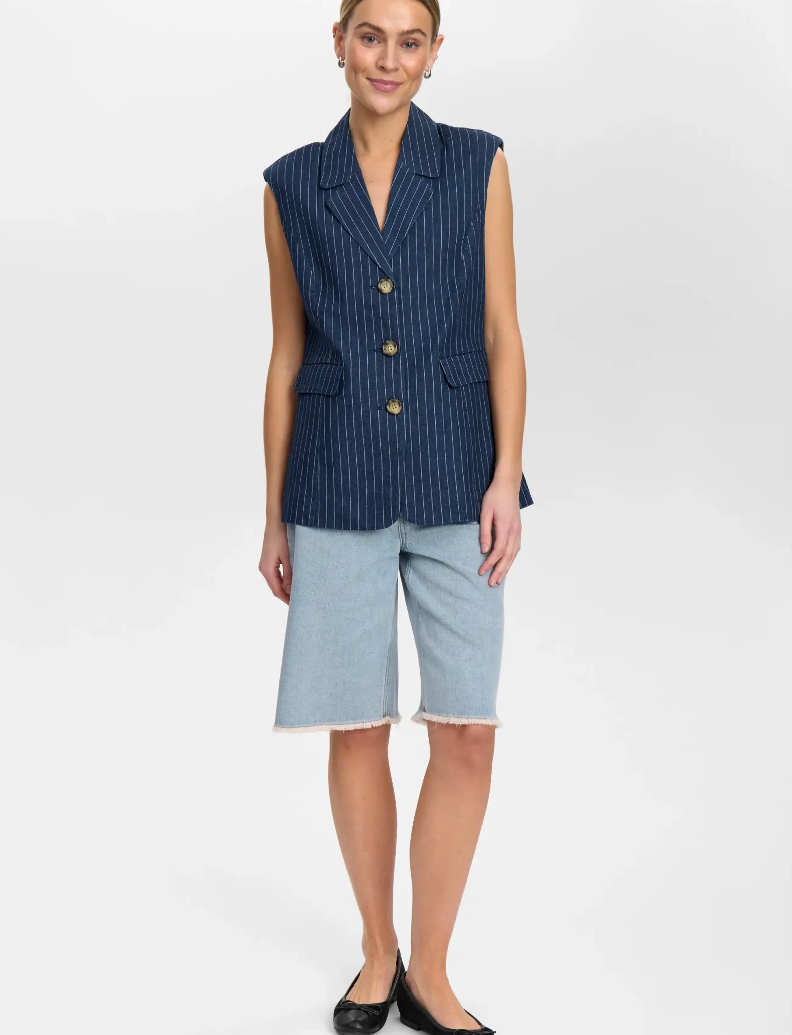 Nümph - NUVIBEKE VEST - liemenės - medium blue denim - 4