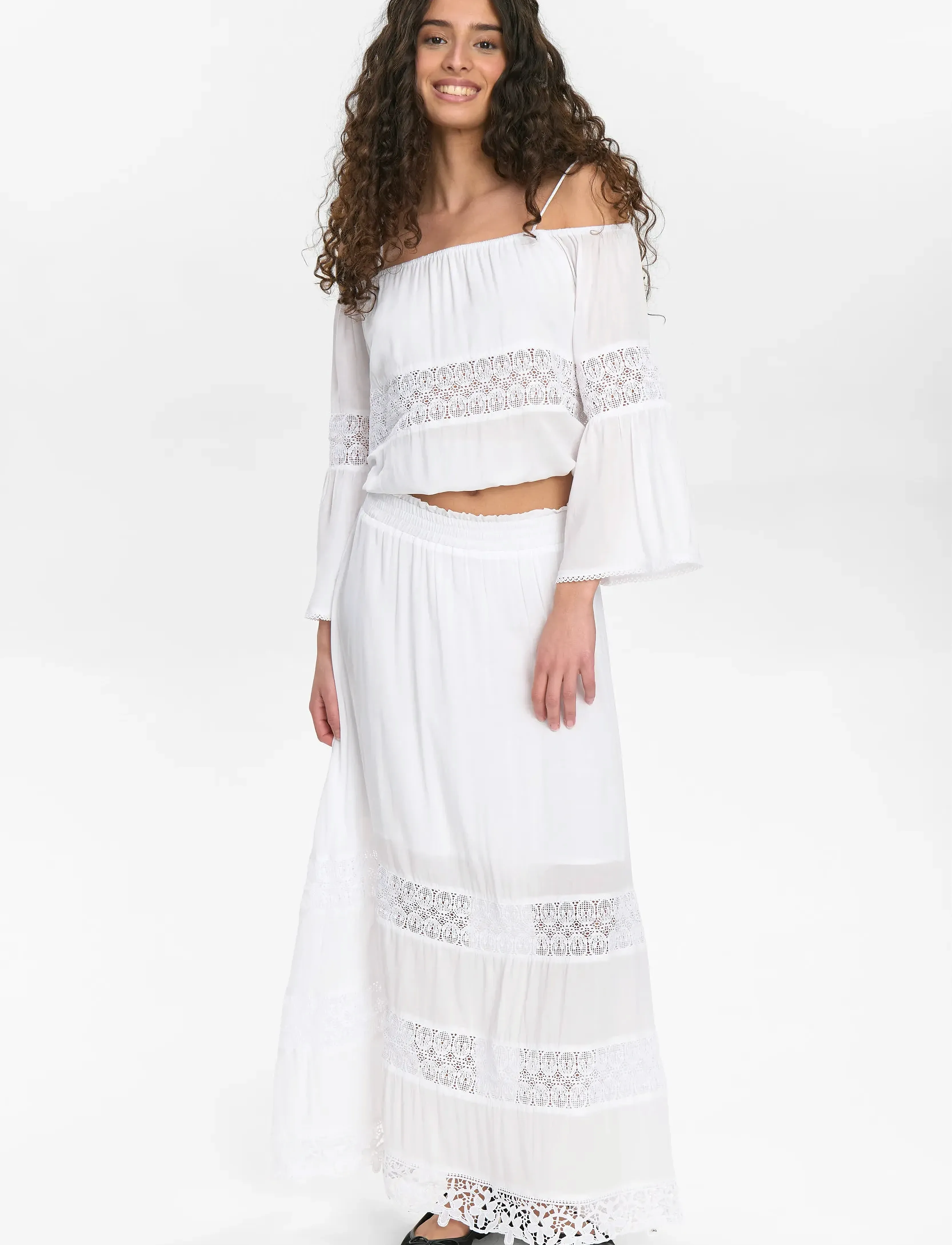 Nümph - NUGAYA LONG SKIRT - maxi röcke - bright white - 4