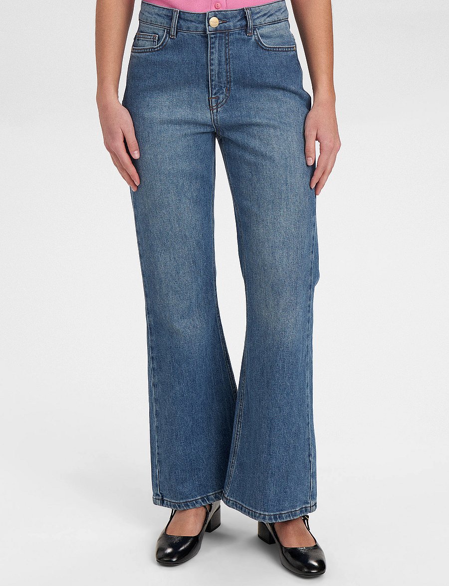 Nümph - NULONDON JEANS SHORT - brede jeans - med. blue washed denim - 0