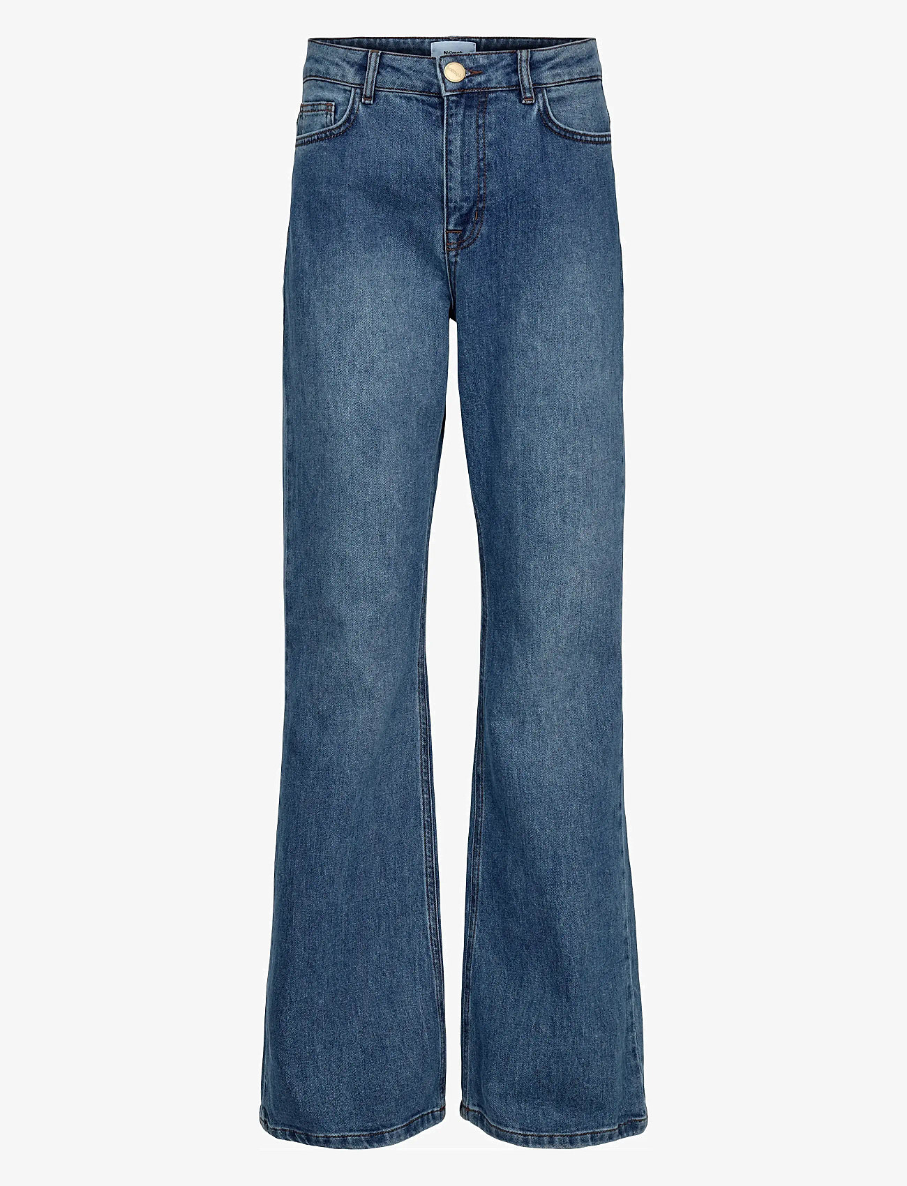 Nümph - NULONDON JEANS LONG - alt eriti laia säärega teksad - med. blue washed denim - 1