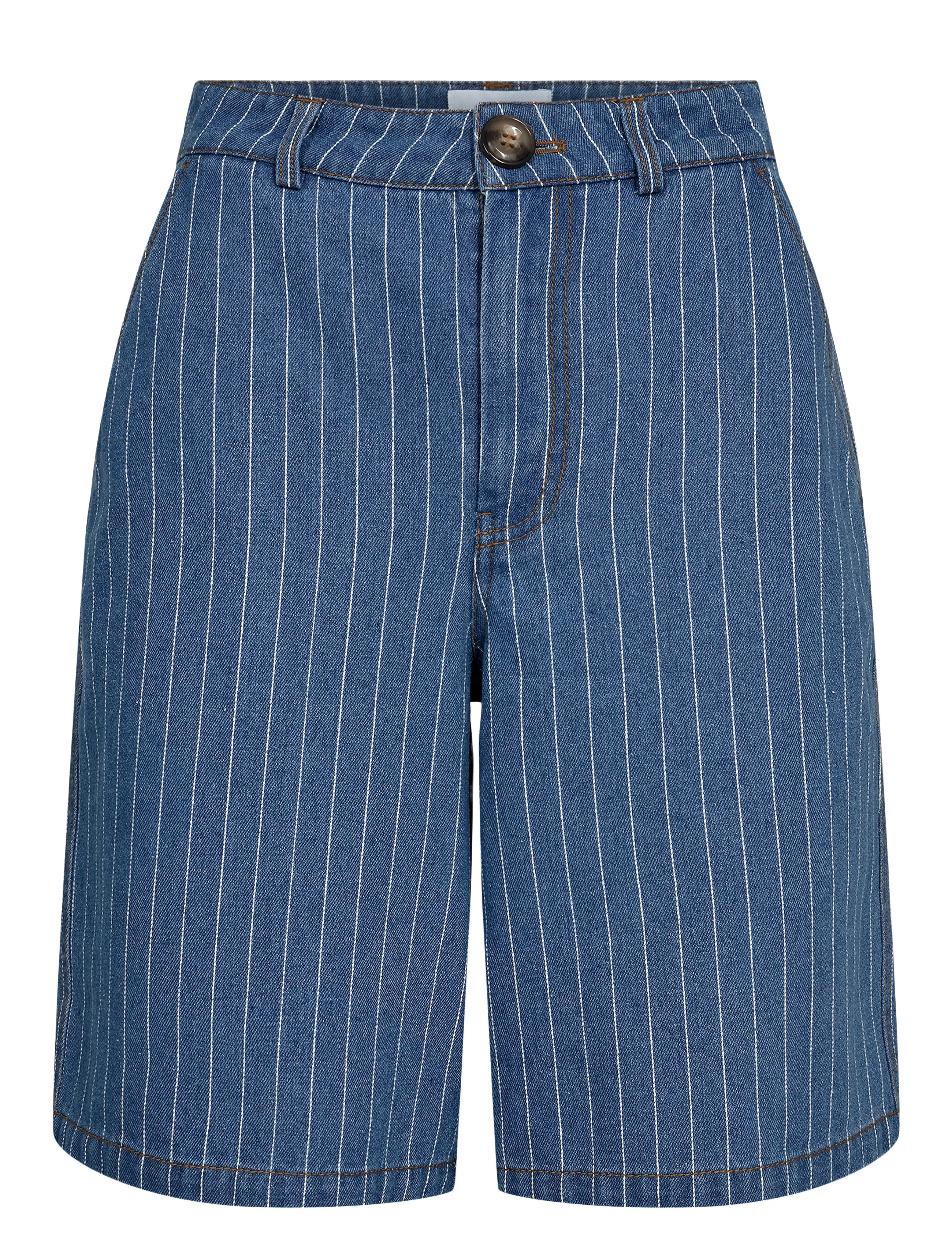 Nümph Nulucie Shorts, Kvinder, Nålestribede Højtaljede Shorts, Blå, Str: 34