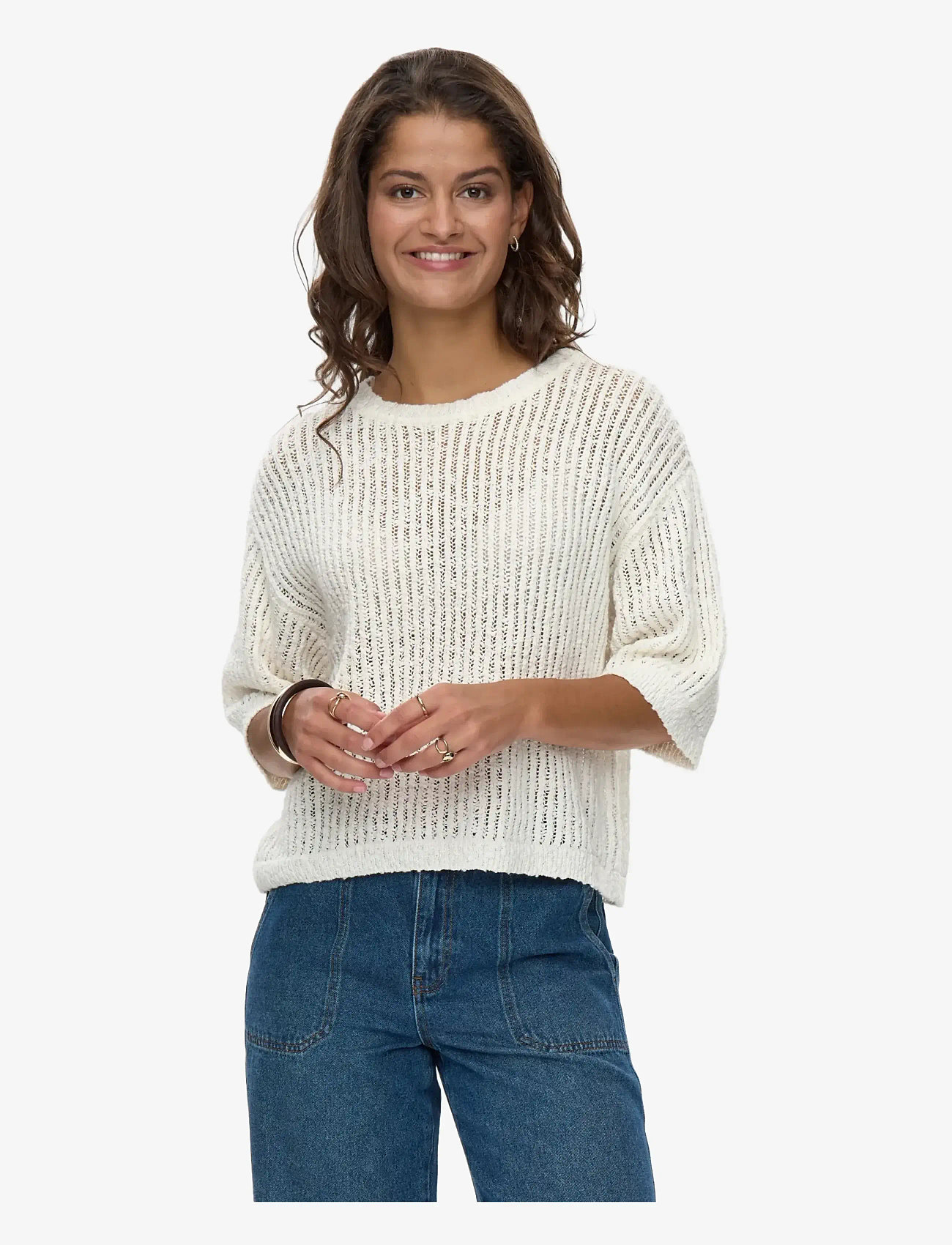Nümph - NUMIRANDI SS PULLOVER - efterårstøj - cloud dancer - 0