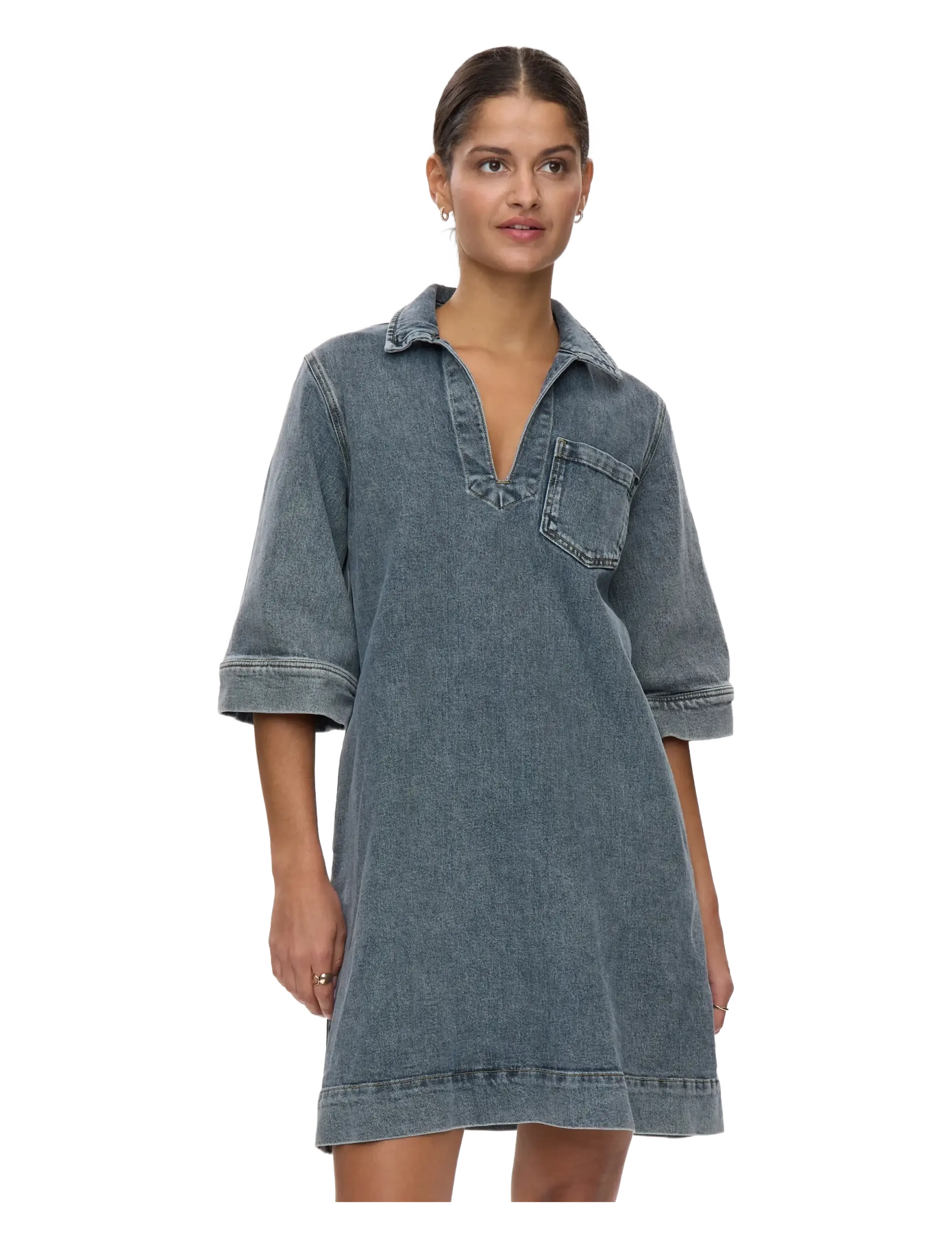 NUTORONTO DRESS - MED. BLUE WASHED DENIM