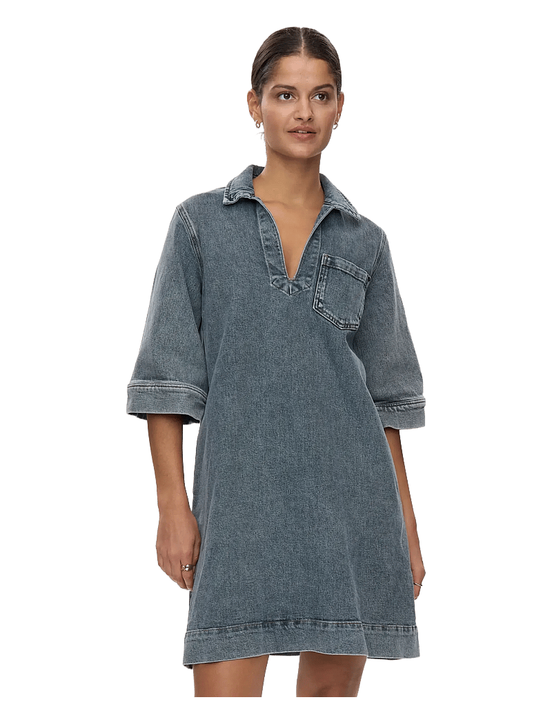 Nümph - NUTORONTO DRESS - skjortekjoler - med. blue washed denim - 0