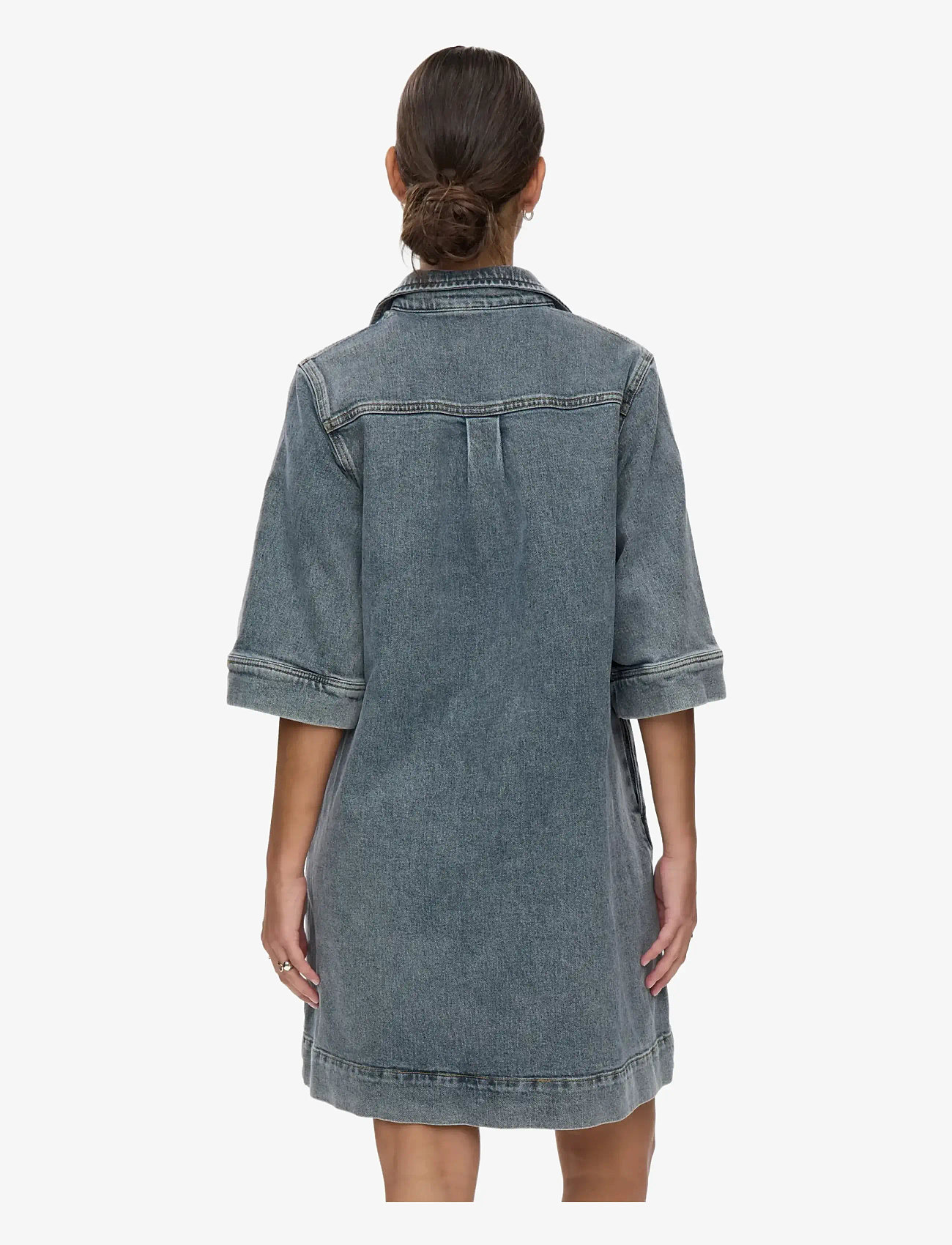 Nümph - NUTORONTO DRESS - skjortekjoler - med. blue washed denim - 1