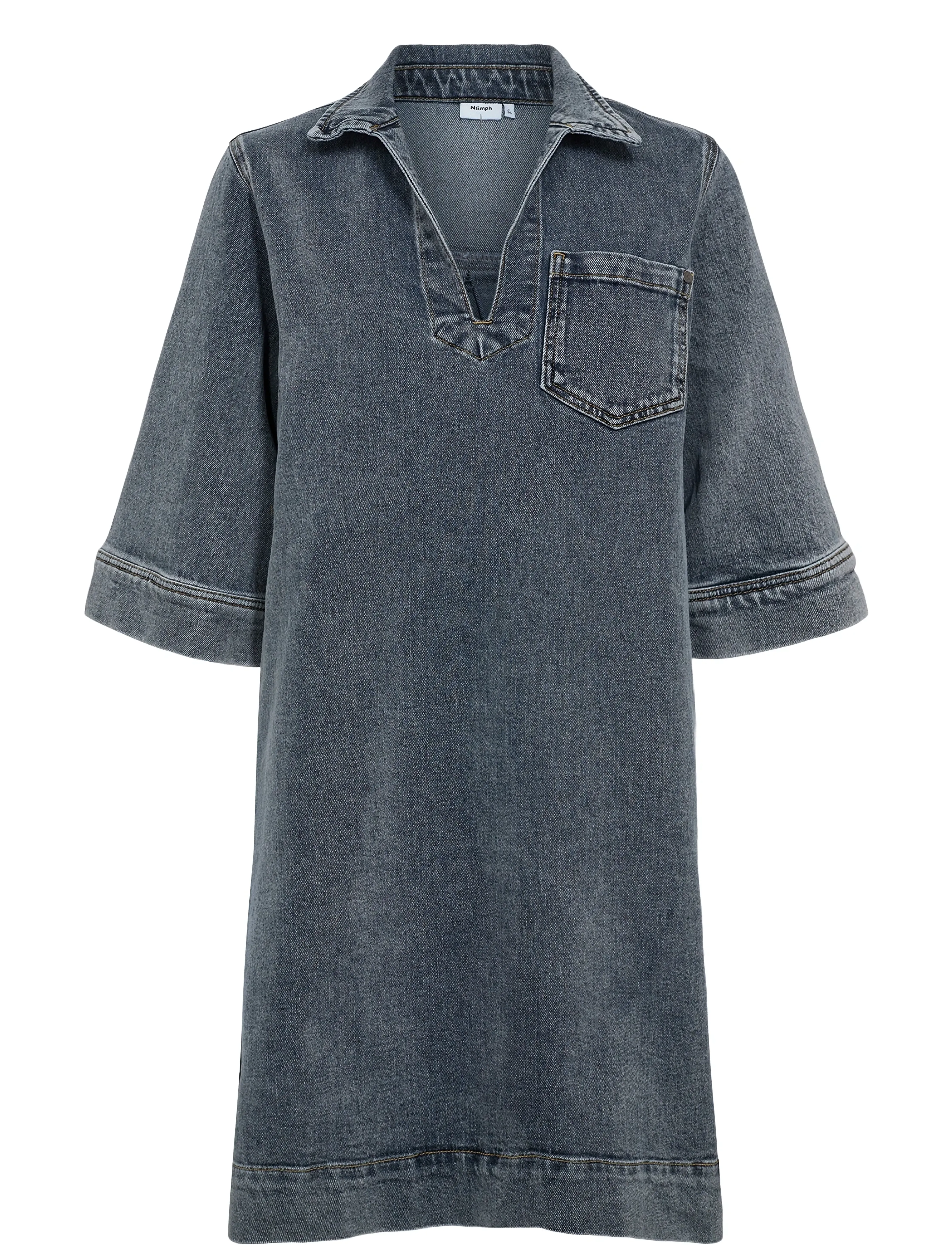 Nümph - NUTORONTO DRESS - särkkleidid - med. blue washed denim - 3