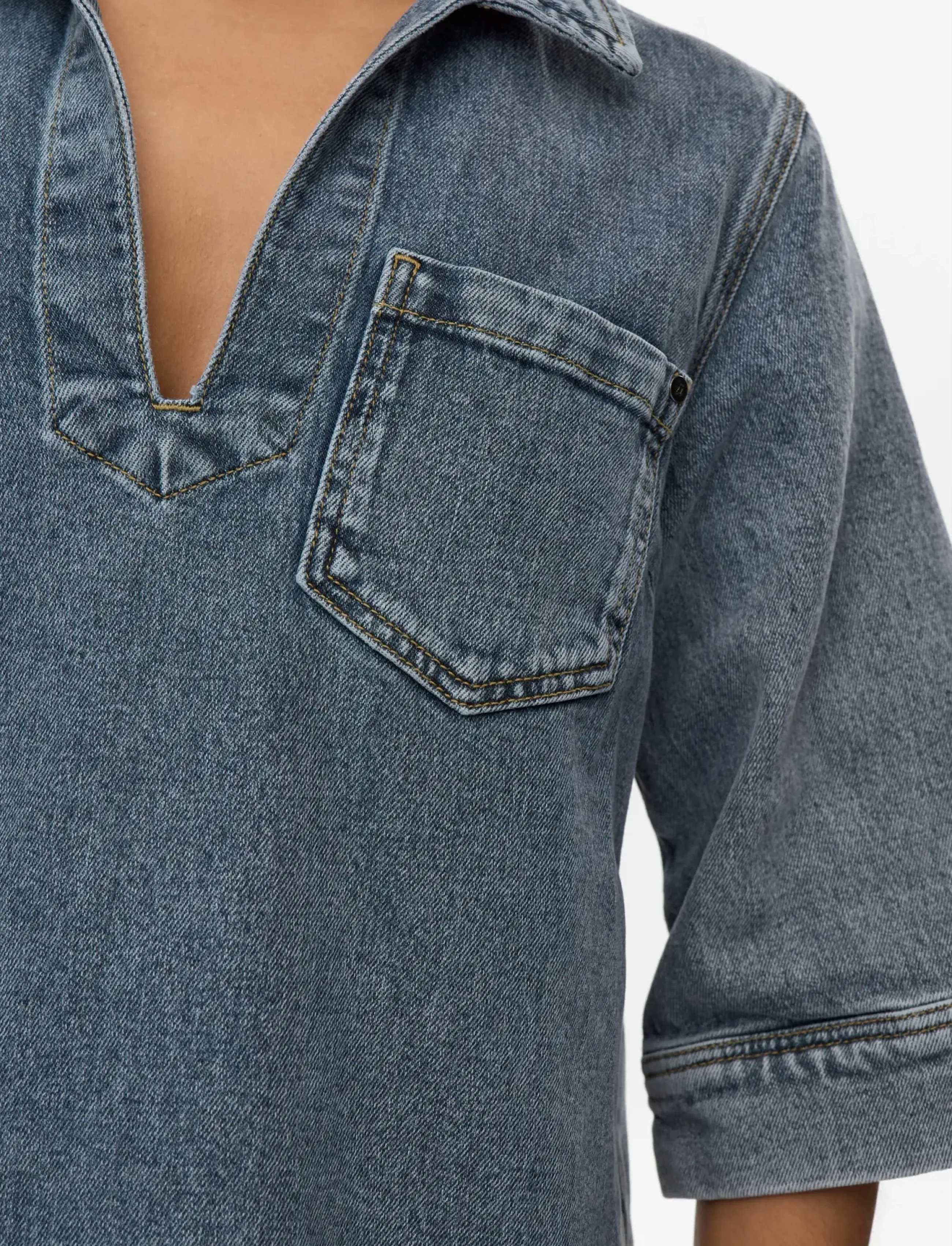 Nümph - NUTORONTO DRESS - särkkleidid - med. blue washed denim - 5