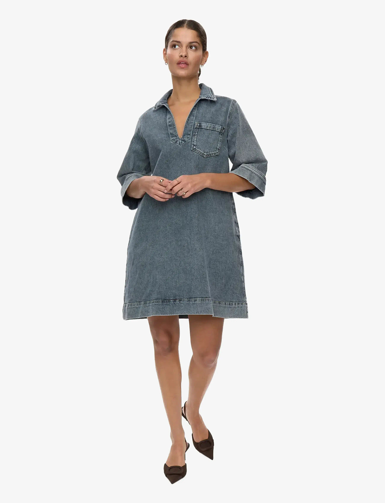 Nümph - NUTORONTO DRESS - skjortekjoler - med. blue washed denim - 2