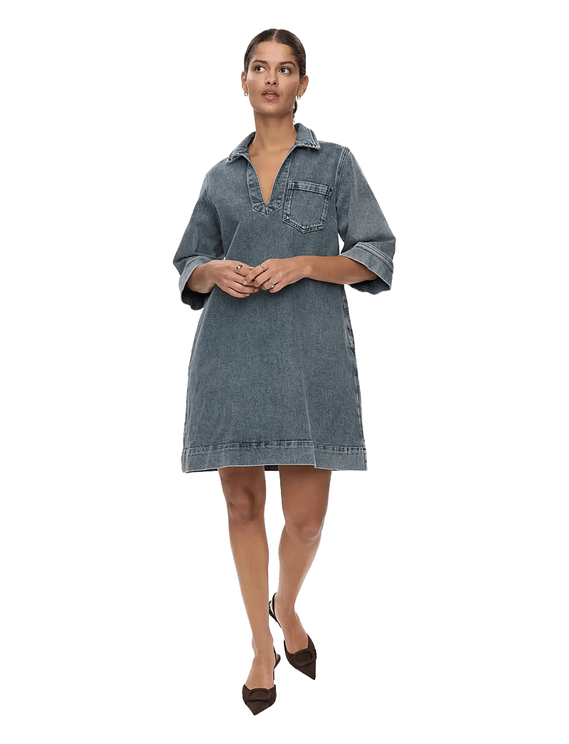 Nümph - NUTORONTO DRESS - skjortekjoler - med. blue washed denim - 2