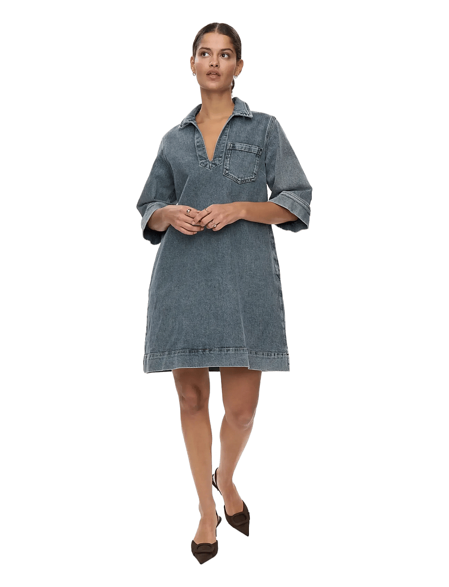 Nümph - NUTORONTO DRESS - skjortekjoler - med. blue washed denim - 2