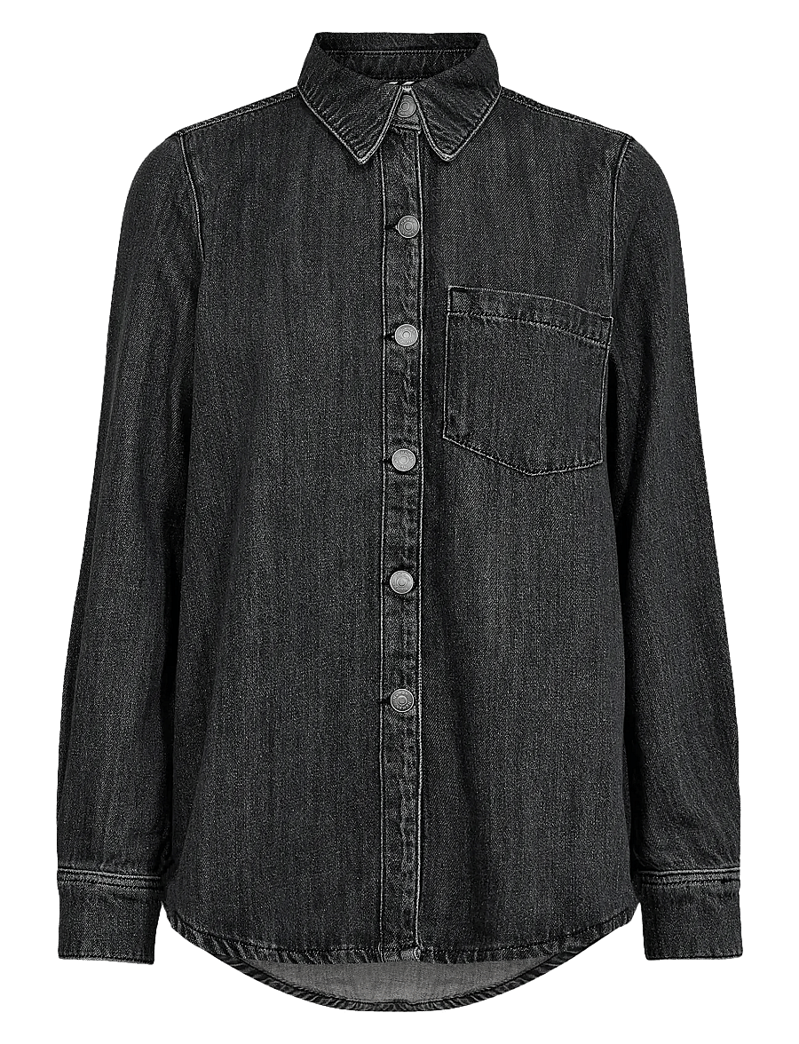 Nümph - NUSEOUL SHIRT - langärmlige hemden - medium grey denim - 0