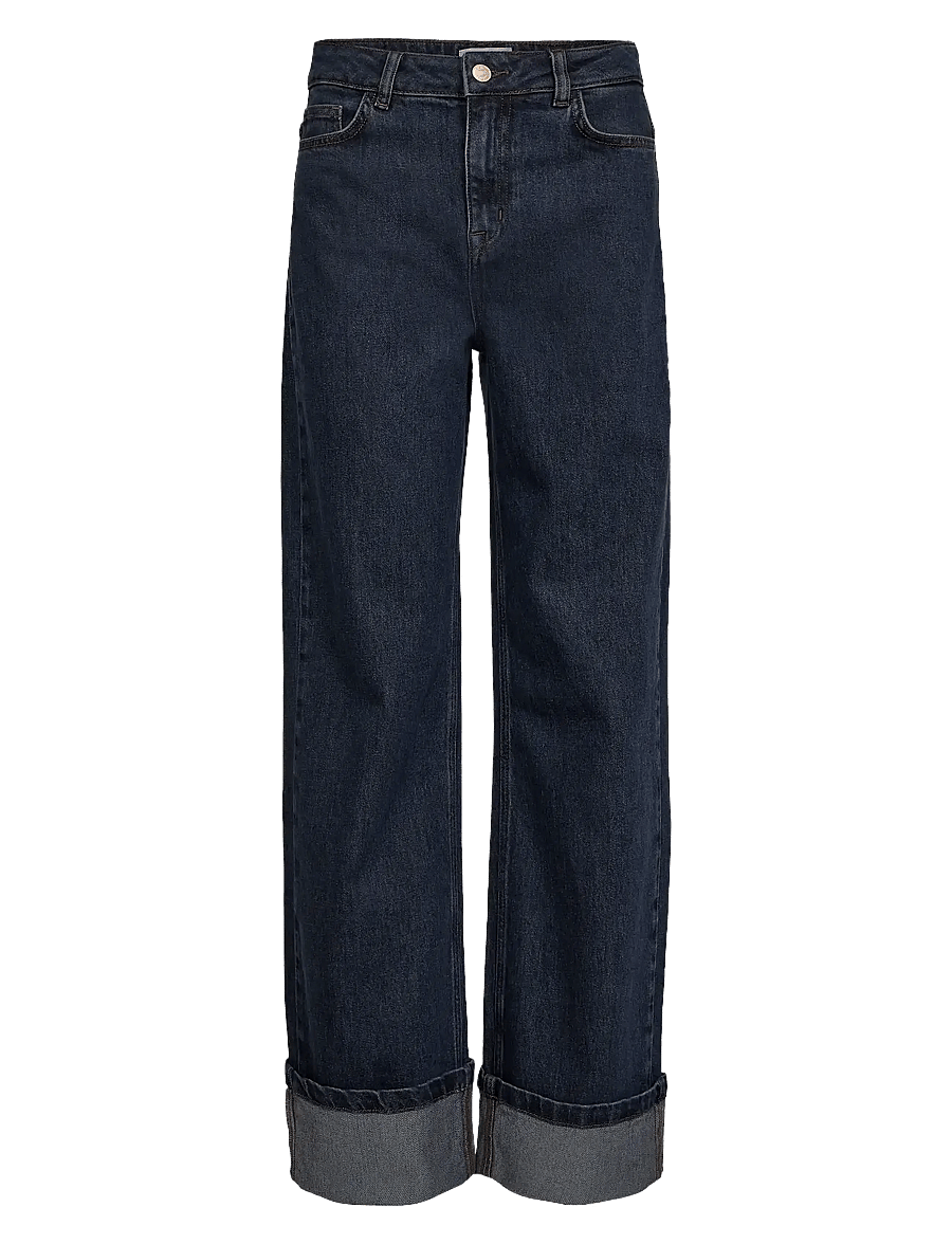 Nümph - NUTORONTO WIDE JEANS - hosen mit weitem bein - dark denim blue - 0