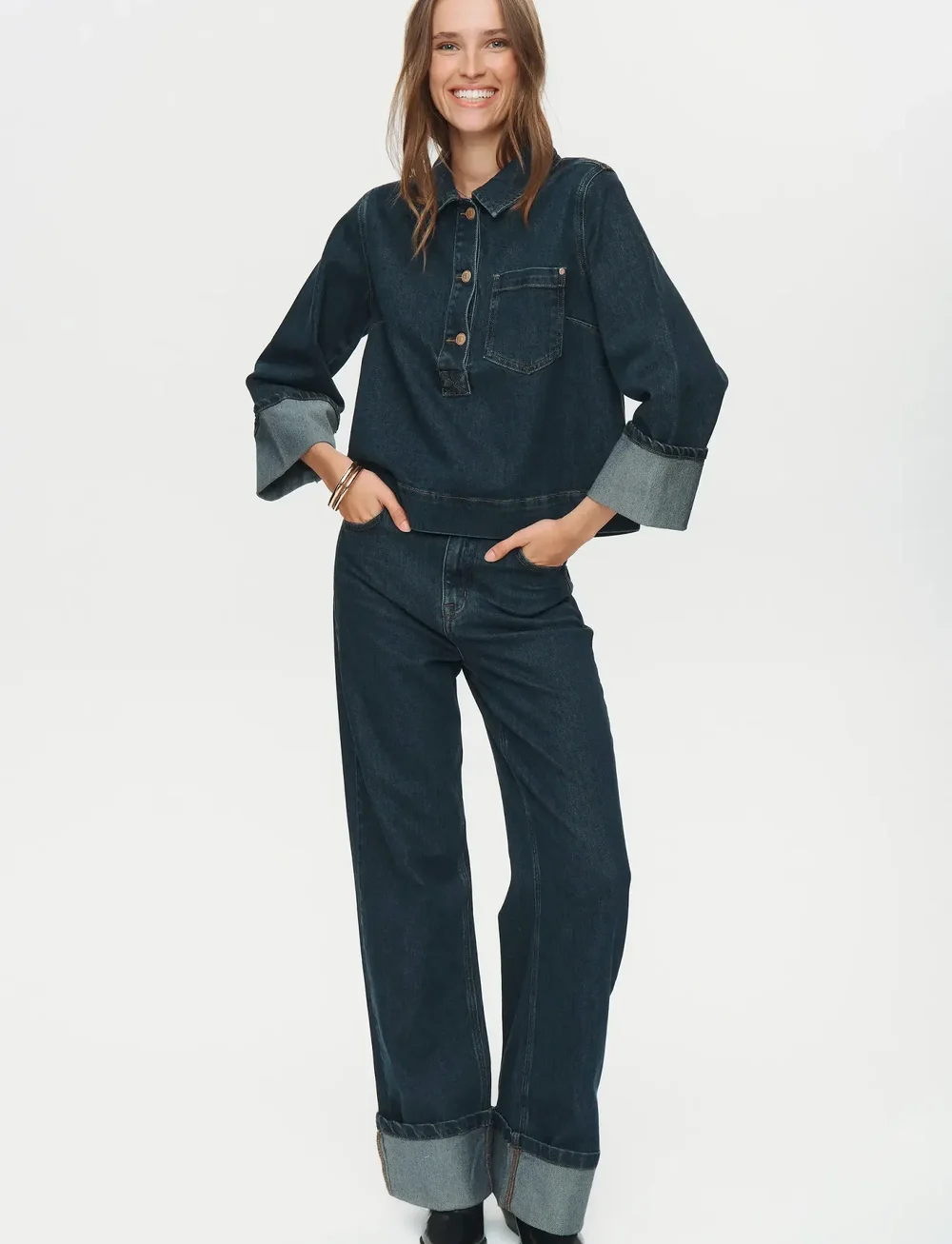 Nümph - NUTORONTO SHIRT - denimskjorter - dark denim blue - 0