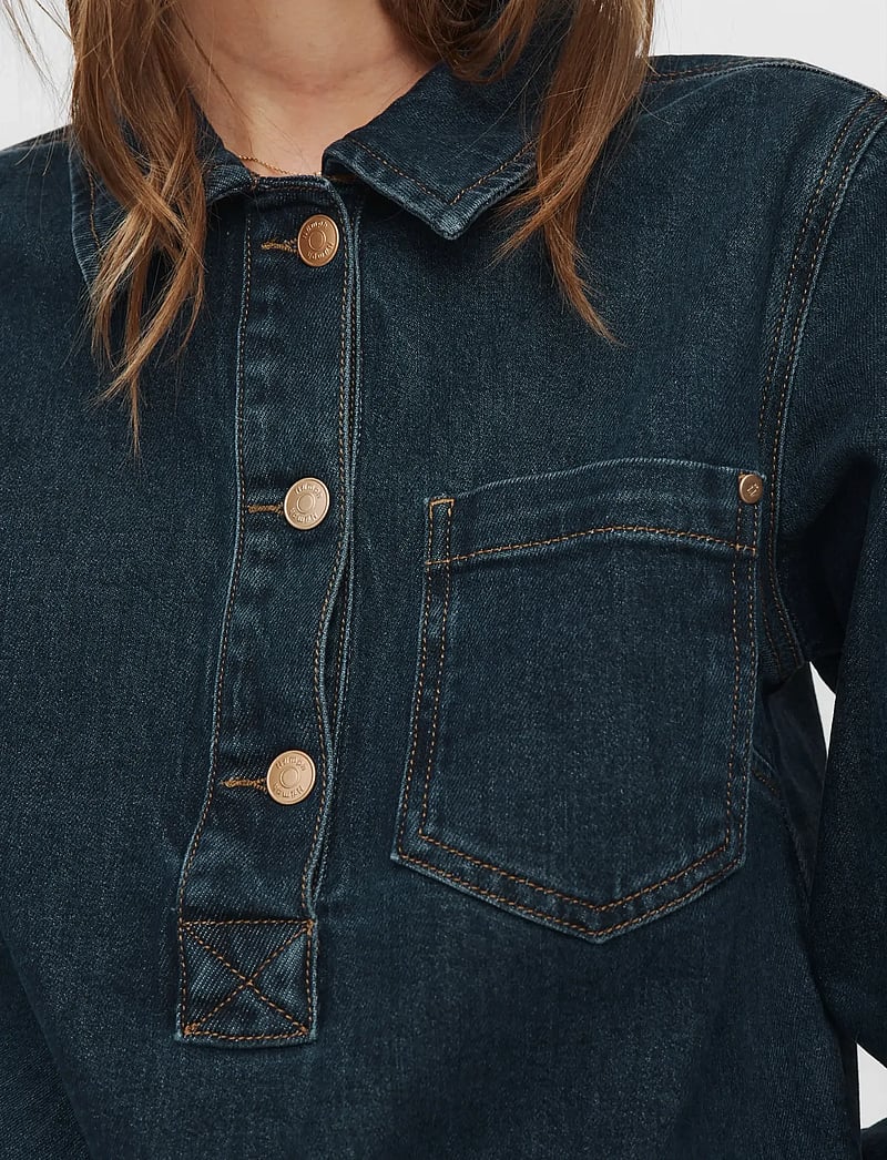 Nümph - NUTORONTO SHIRT - teksasärgid - dark denim blue - 4