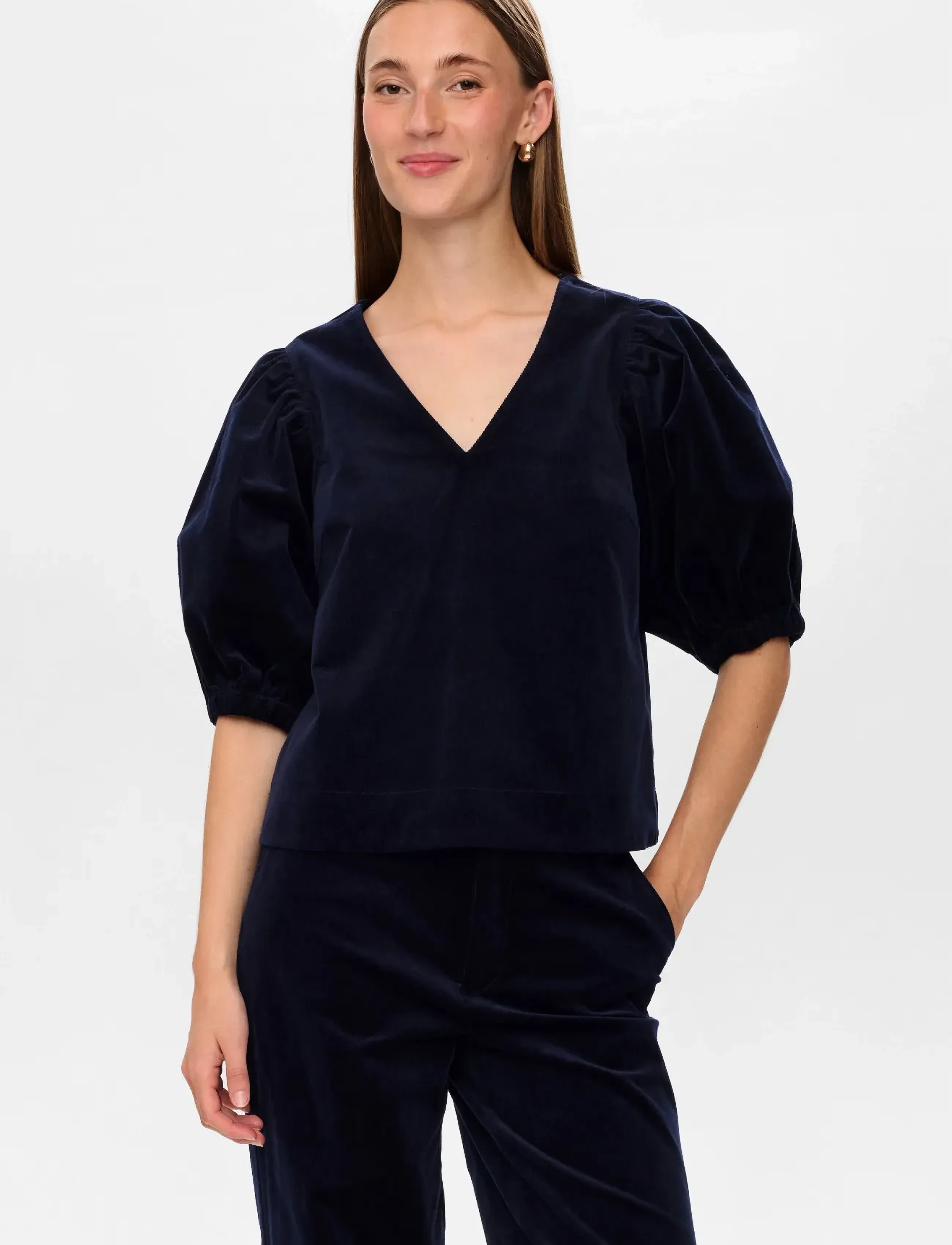 Nümph NUJOANNA BLOUSE - Short-sleeved blouses - DARK SAPPHIRE / navy